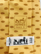 Hermès Yellow Silk Patterned Tie