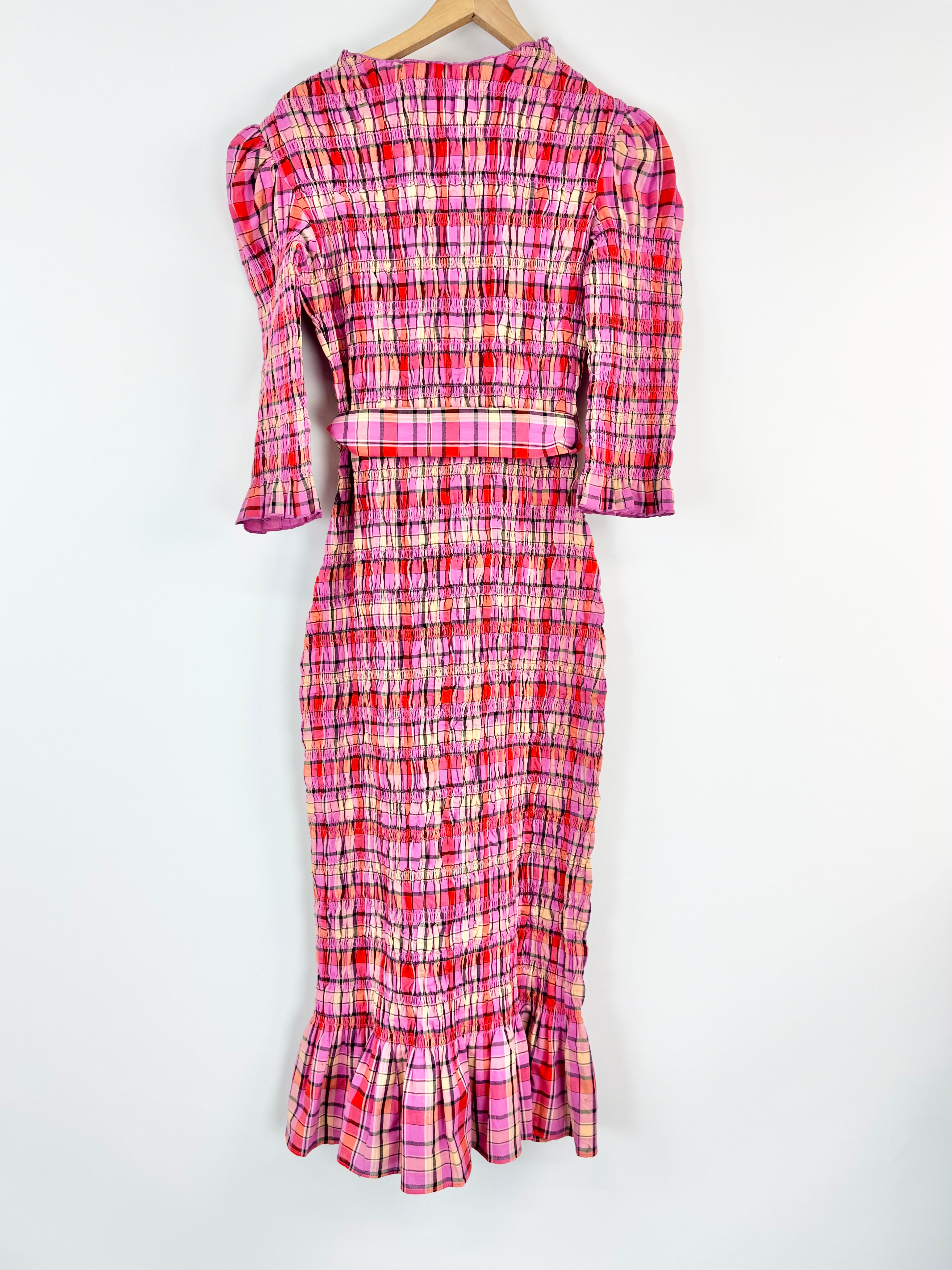 Steele Pink Plaid 'Amalia' Shirred Dress NWT - AU6
