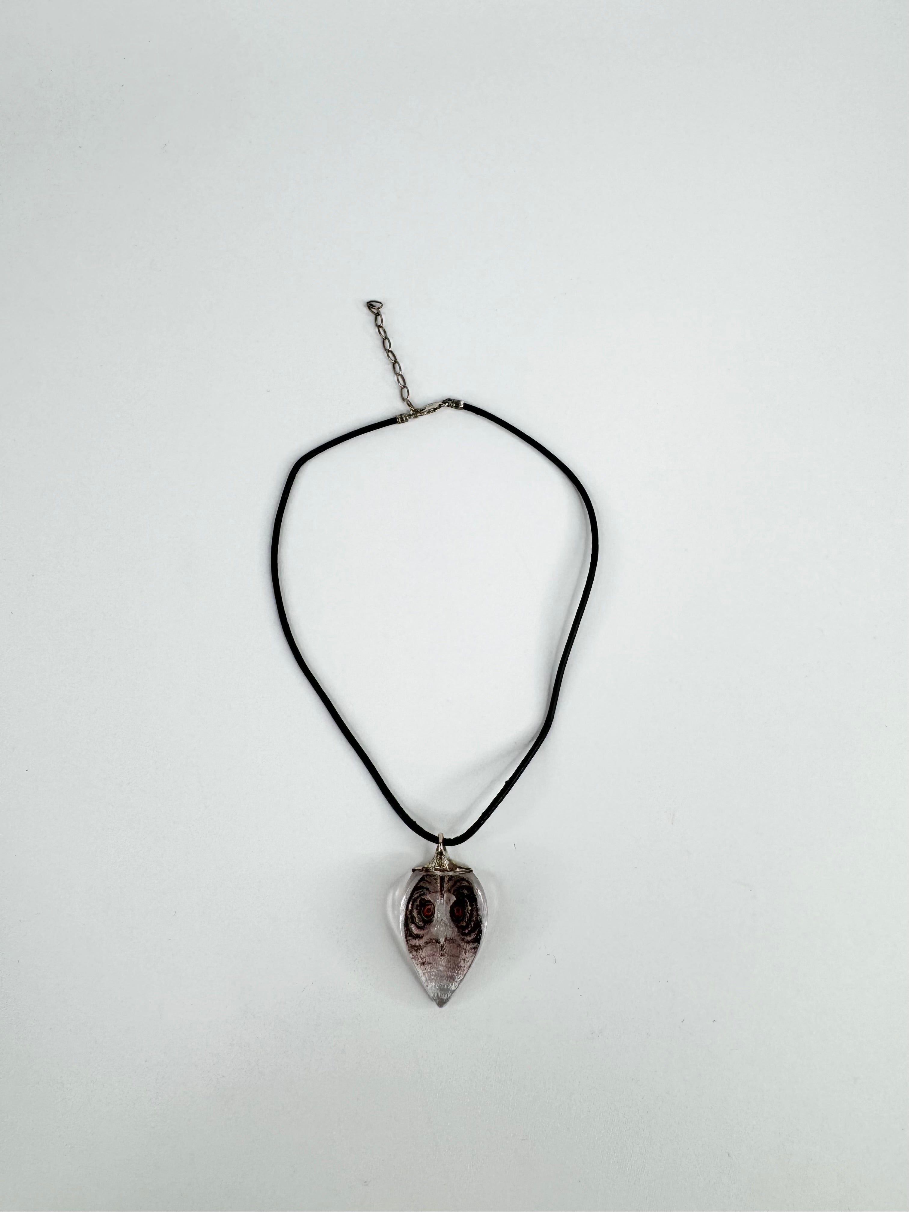 Mats Jonasson Swedish Art Glass Owl Pendant & Necklace