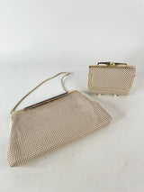 Vintage Glomesh Cream Evening Bag with Coin Purse
