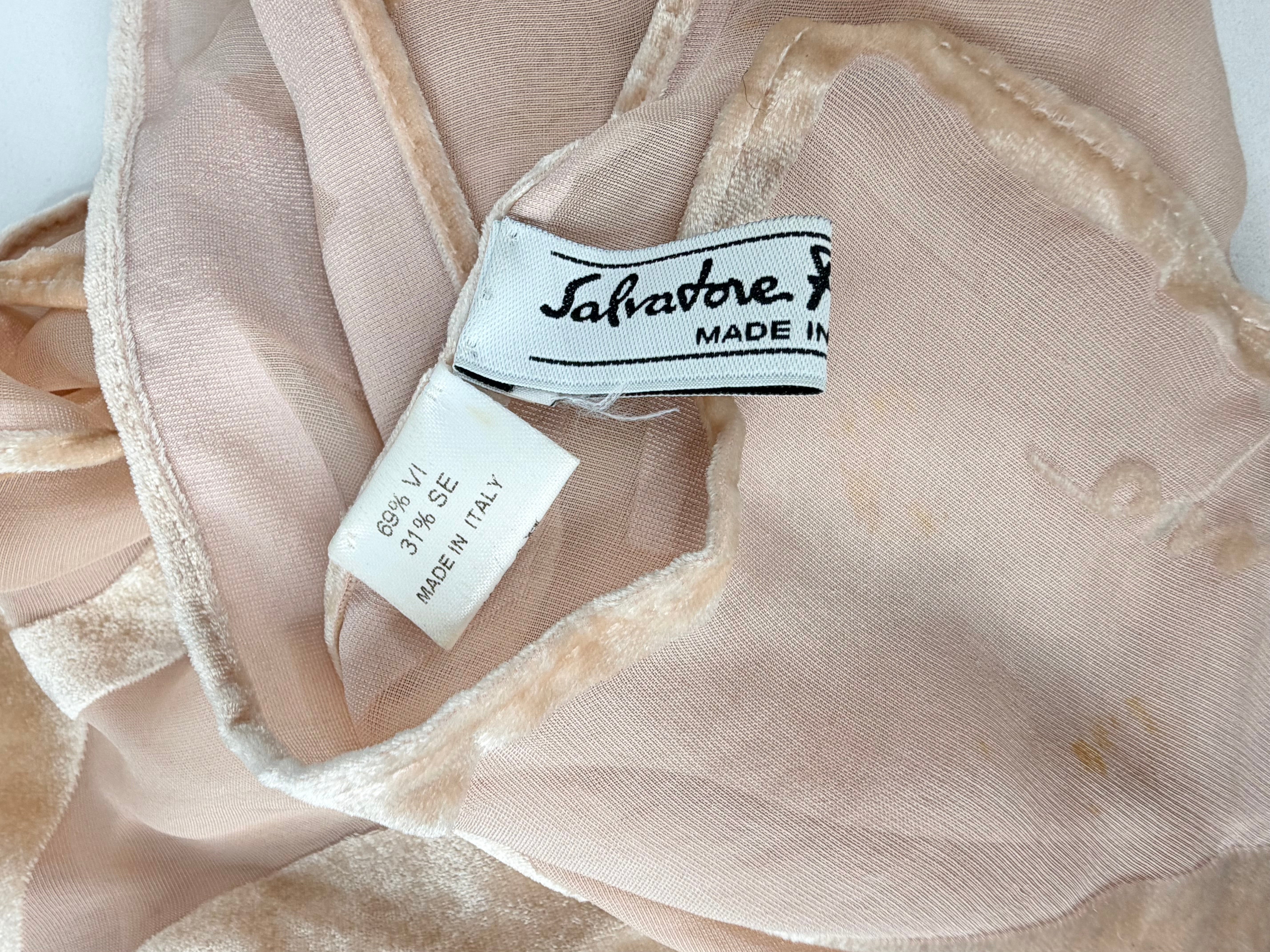Salvatore Ferragamo Peach Burnt Velvet Scarf