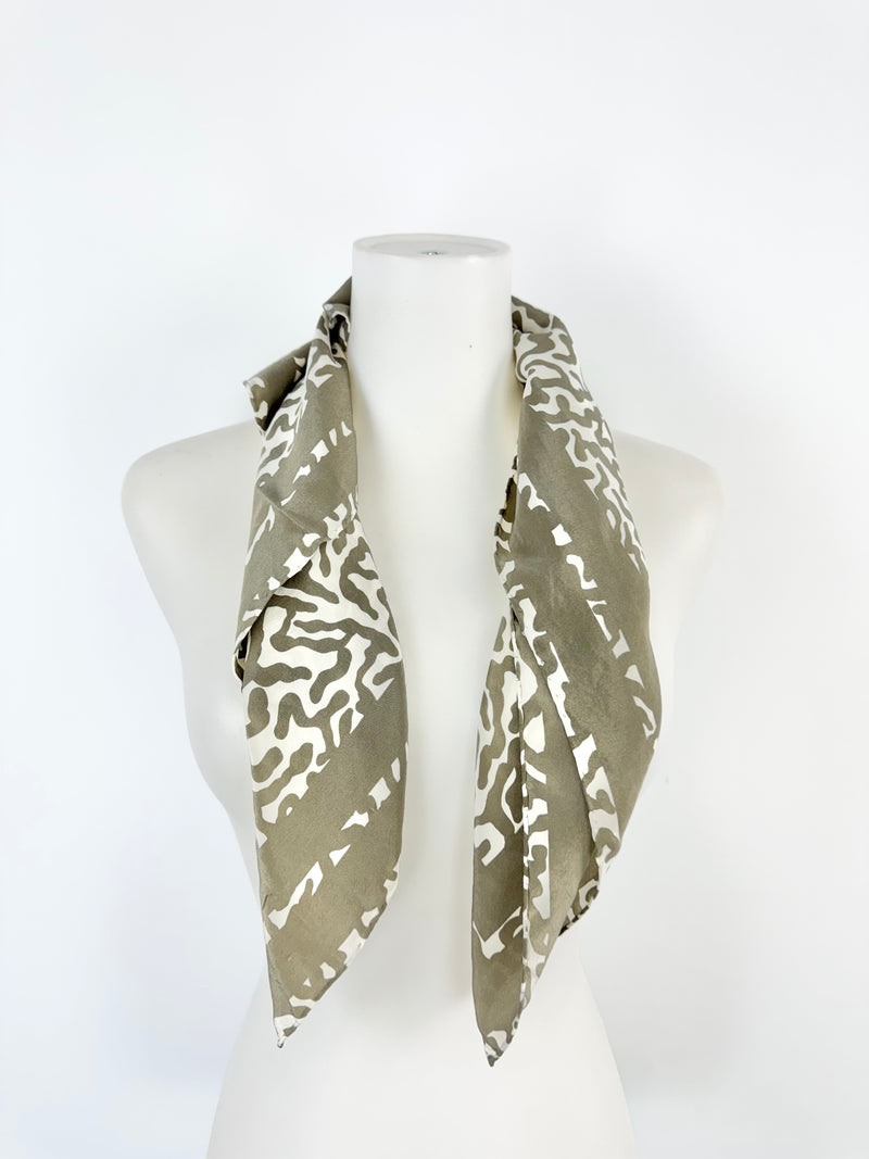 Vintage Jaeger Taupe & Cream Abstract Patterned Scarf