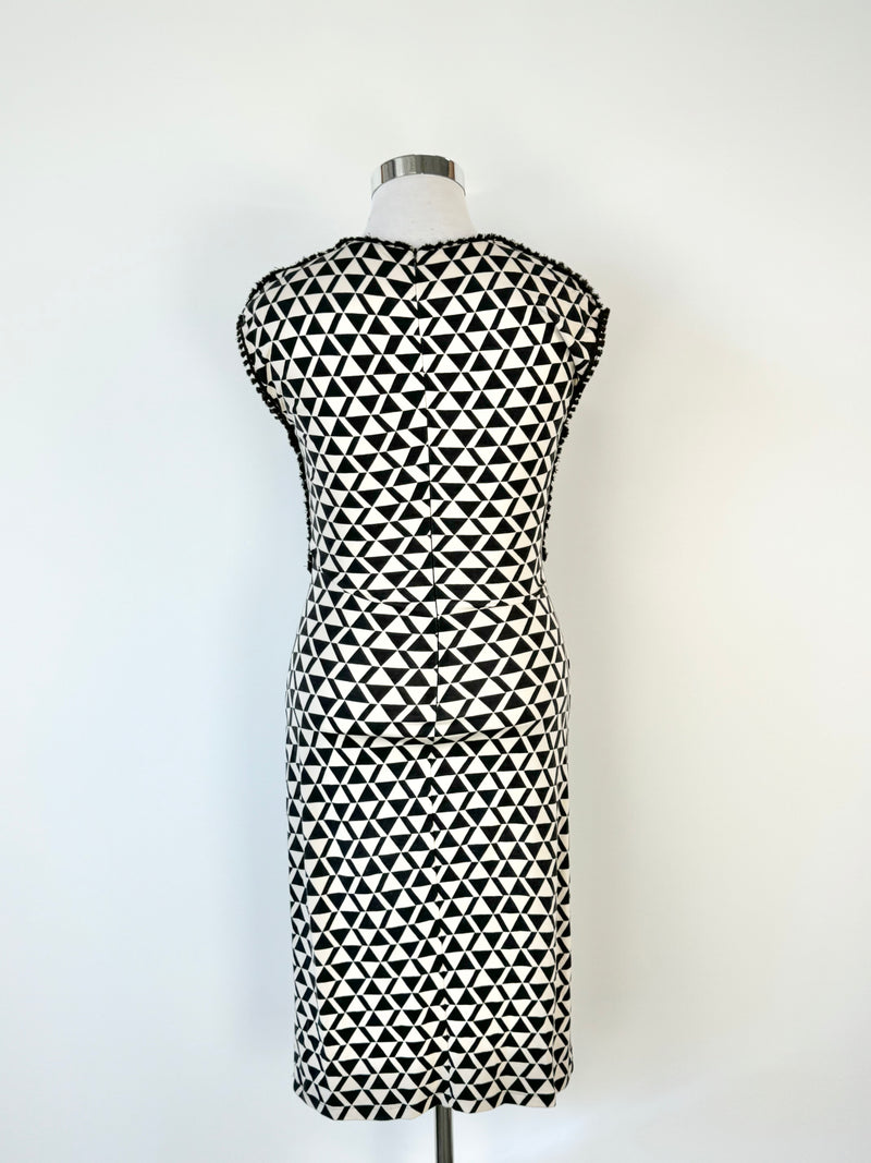 Weekend by Max Mara Black & Cream Geometric Patterned Pencil Dress - AU12