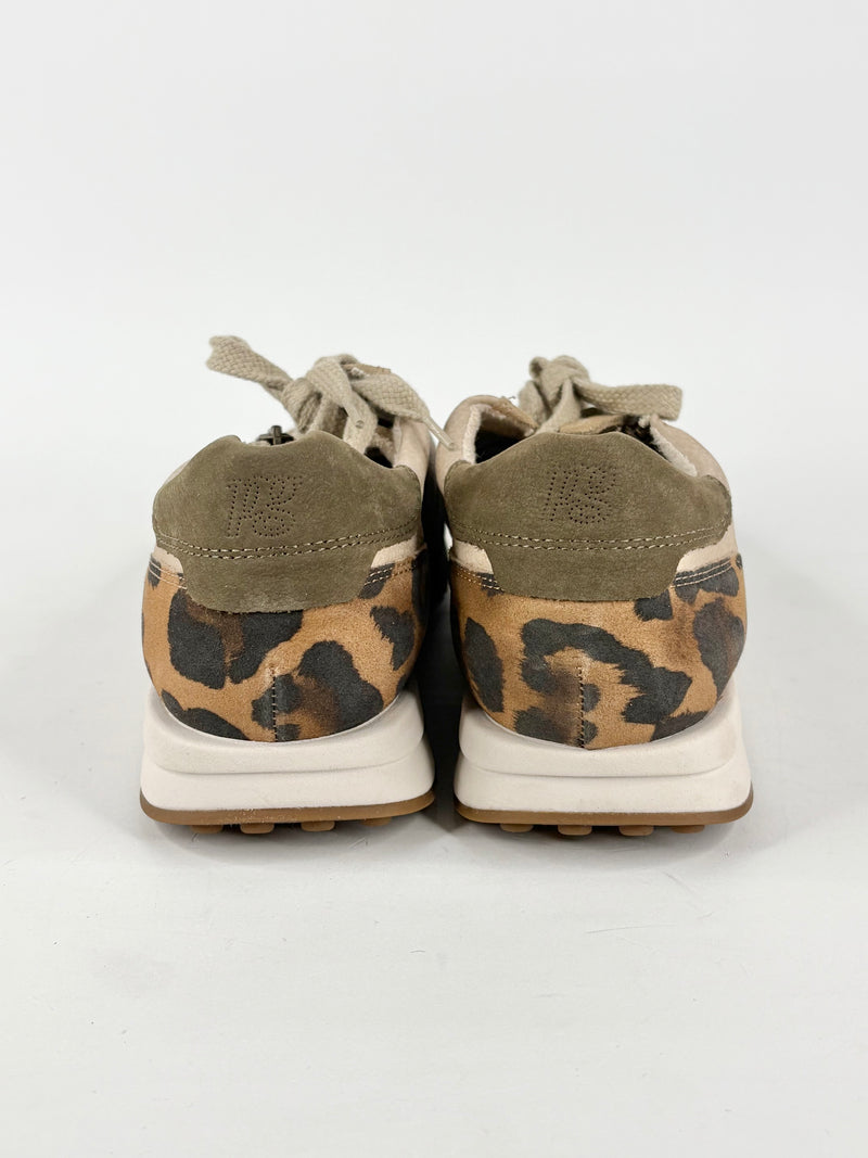 Paul Green Tan Suede & Animal-Print Sneakers - EU42