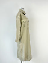 Vintage Louis Feraud Khaki Green Asymmetrical Button Dress - AU10