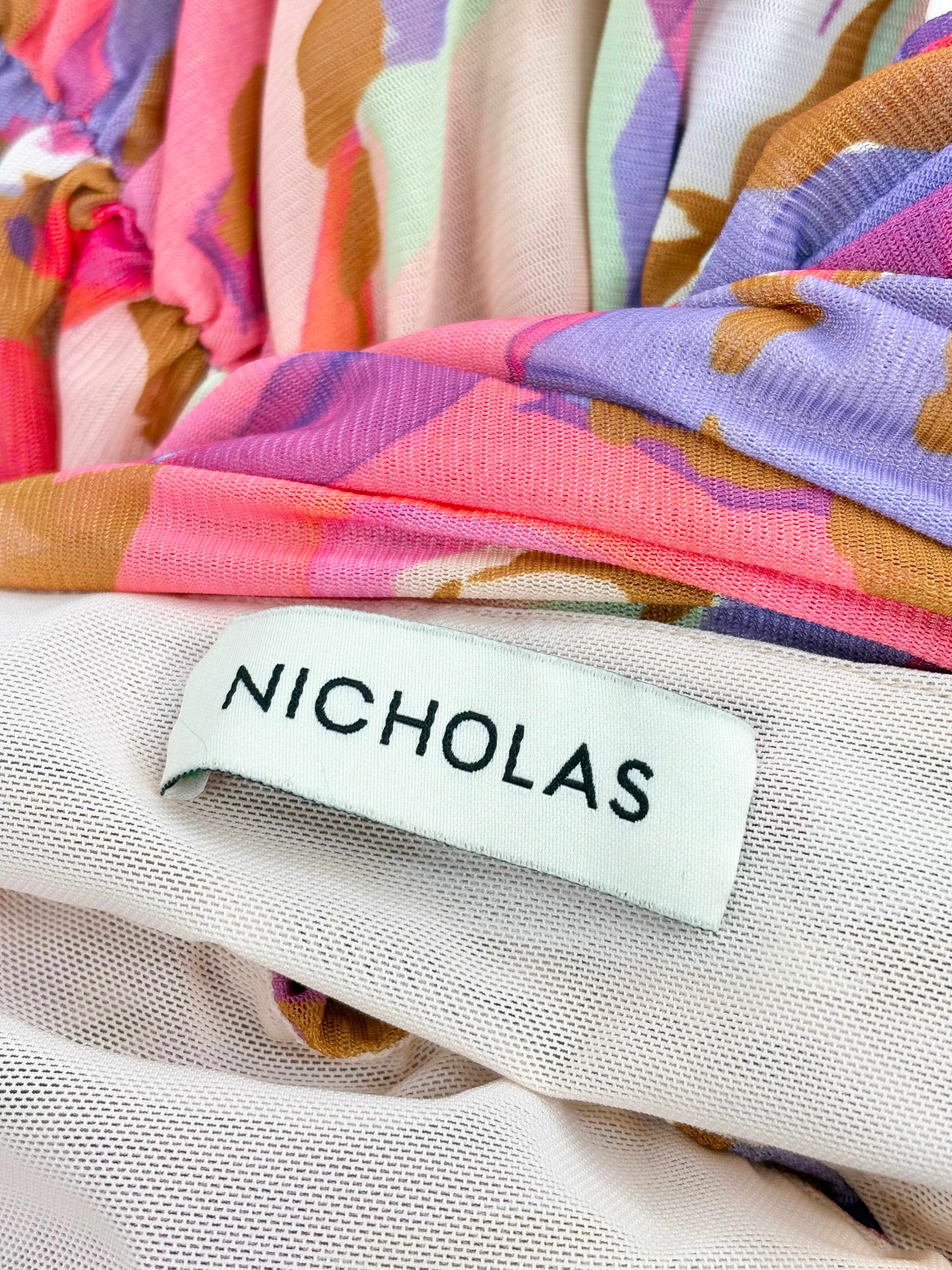 Nicholas Abstract Floral 'Maeve' Halter Midi Dress - AU10