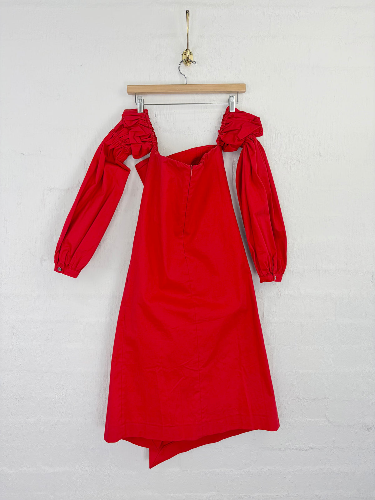 Àcheval Pampa Crimson 'Nube' Off Shoulder Cotton Midi Dress - AU8/10