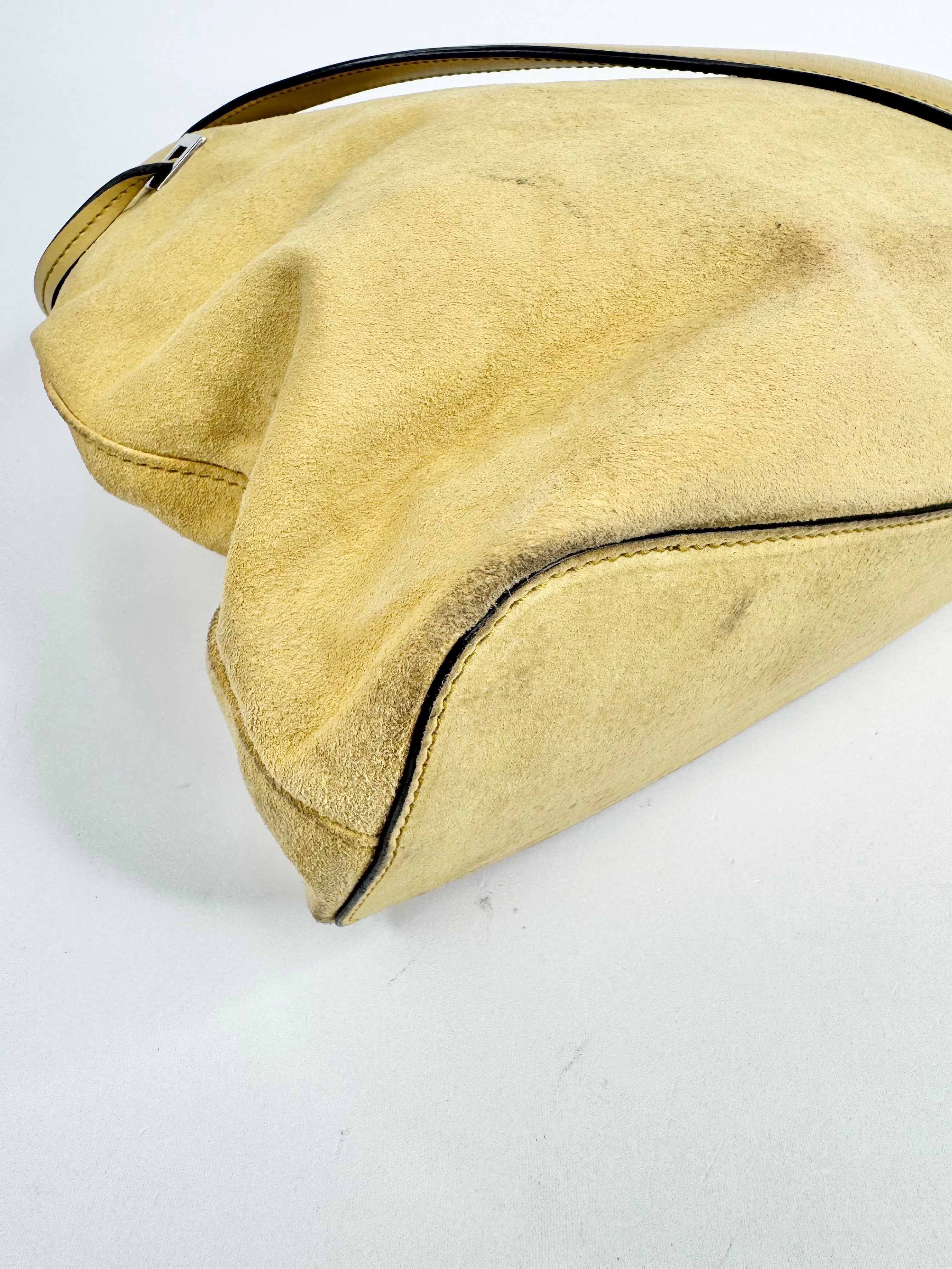 Vintage Bally 'Cladria' Butter Yellow Suede Shoulder Bag