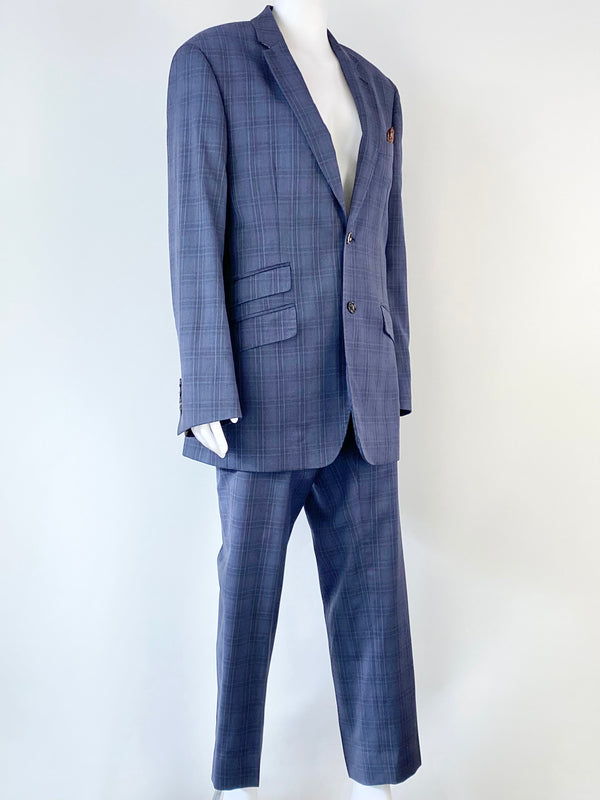 Ted Baker Blue Plaid Two Piece Suit - 40R & 34R