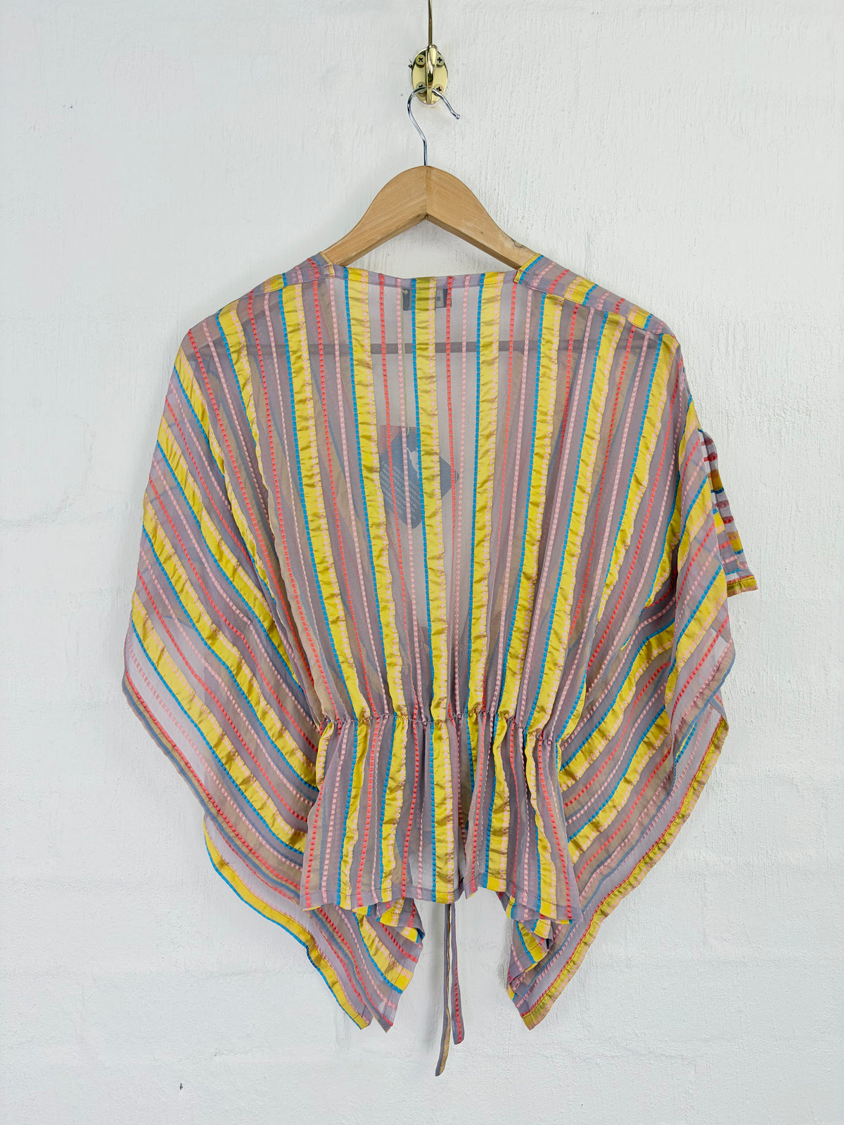 Etro Milano Sheer Pink, Gold, & Orange Silk Blouse NWT - AU16