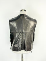 Vintage Harley Davidson Black Leather Patched Vest - XXL