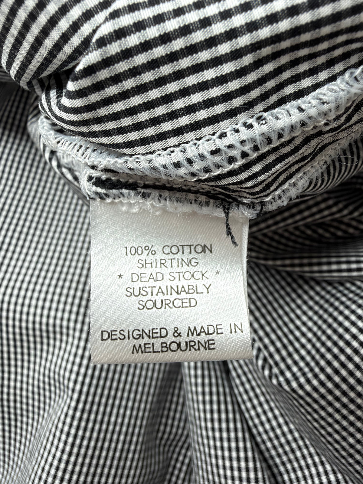Le Stripe Black & White Micro Gingham Short Sleeve Blouse - AU10/12
