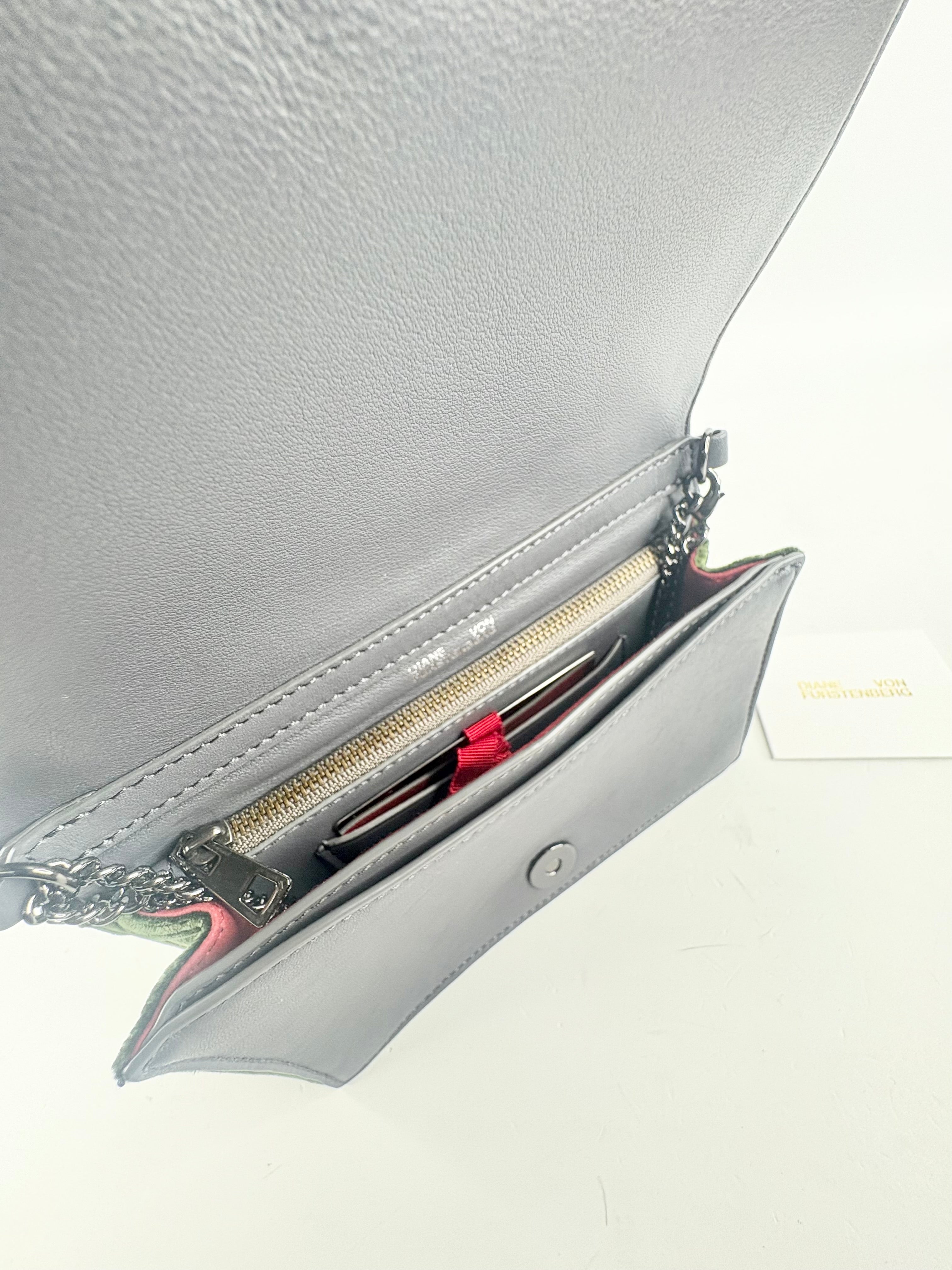 Diane von Furstenberg Blue & Green Velvet Evening Bag