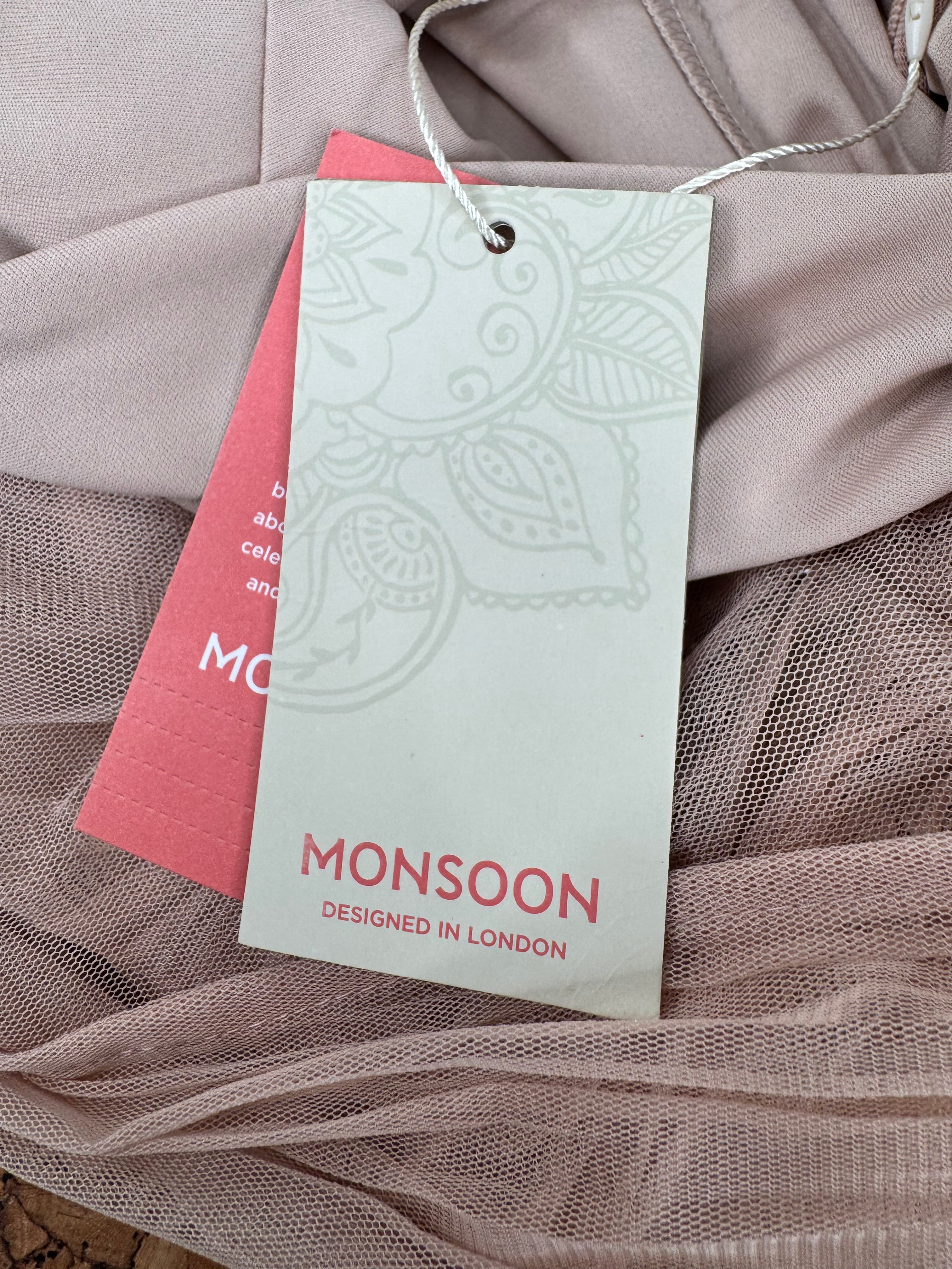Monsoon Pastel Peach Bejewelled Gown - AU6