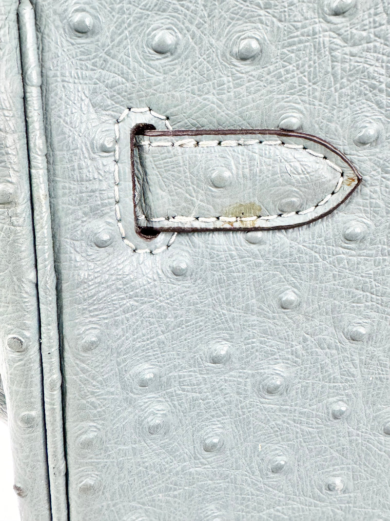 House of Hello Blue Faux Ostrich Texture Leather Bag