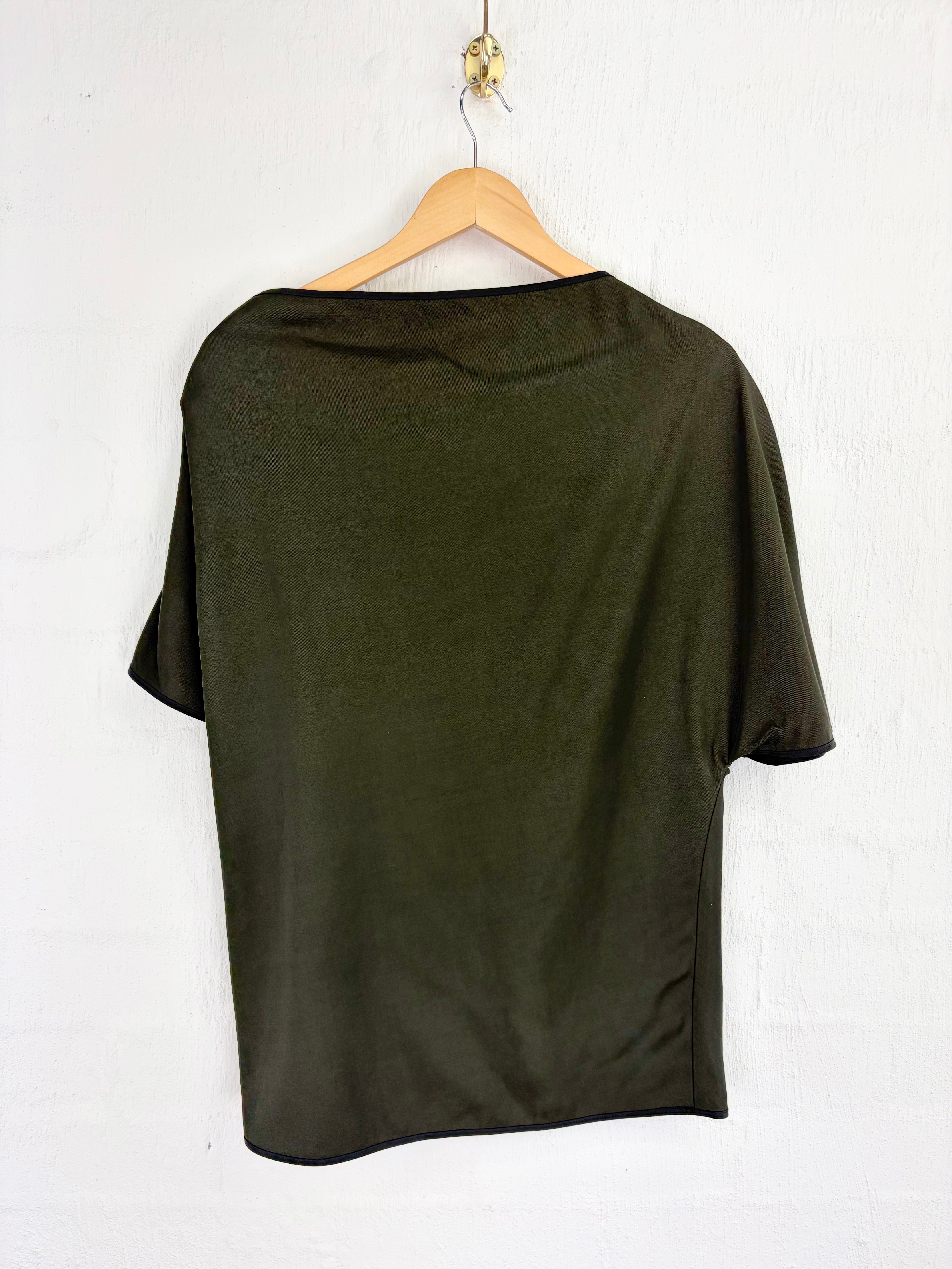 Maticevski Deep Olive Green Asymmetrical 'Luminosity' Top - AU14