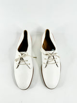 Chloe Milady White Leather Lace Up  Oxfords Flats - EU38