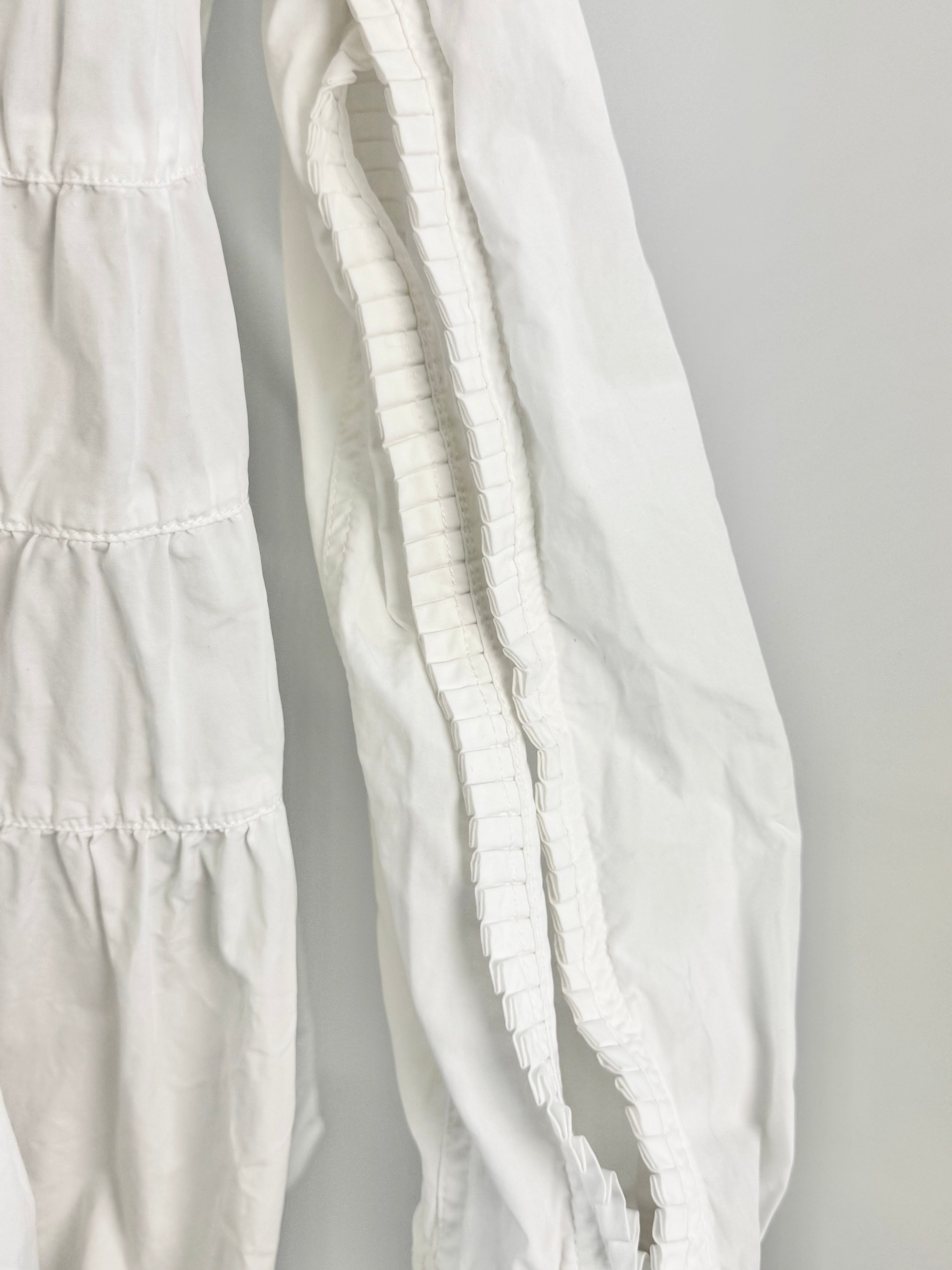 Alexander McQueen White Cotton Tiered Blouse - AU10/12