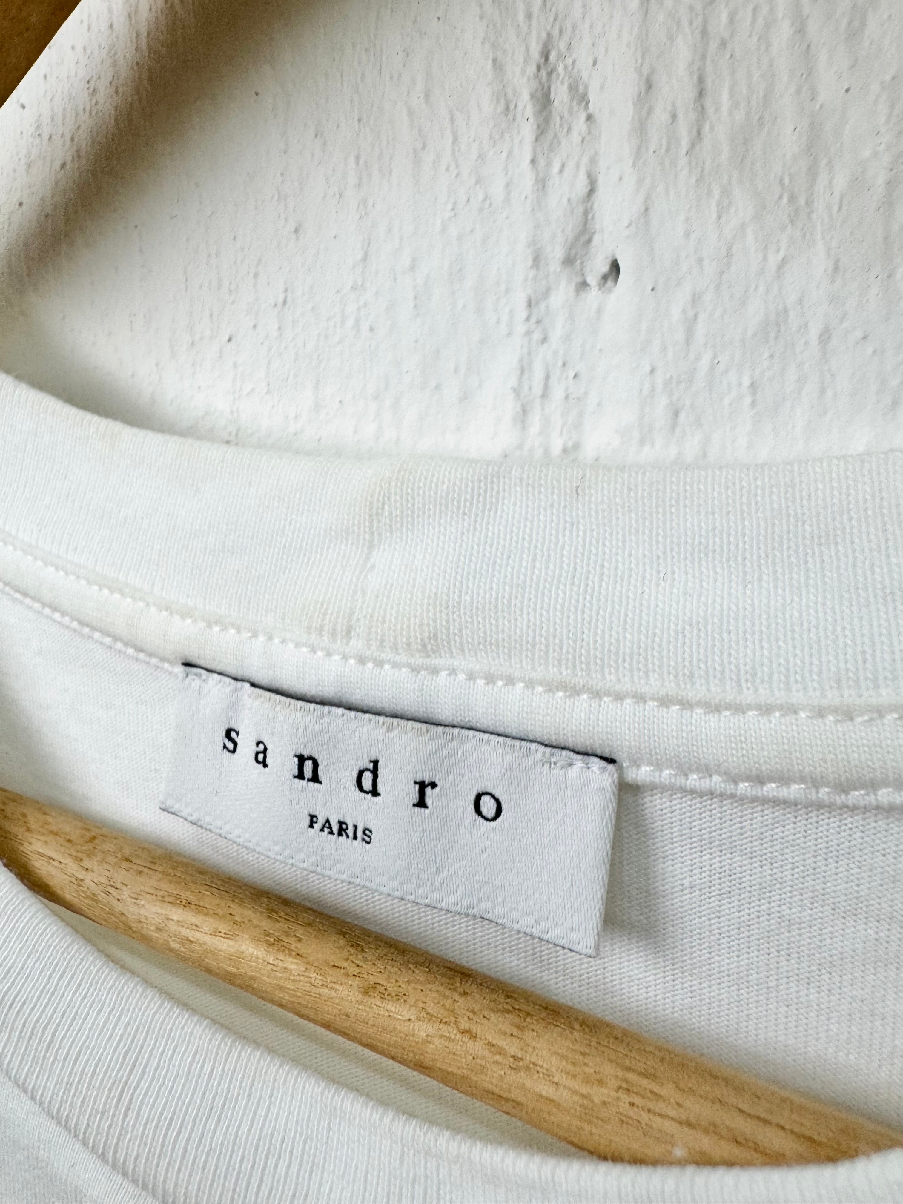 Sandro White Boxy Fit 'Thanks' Top - AU8/10