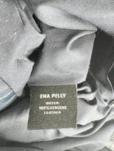 Ena Pelly Navy Blue Biker-Style Leather Jacket - AU6/8