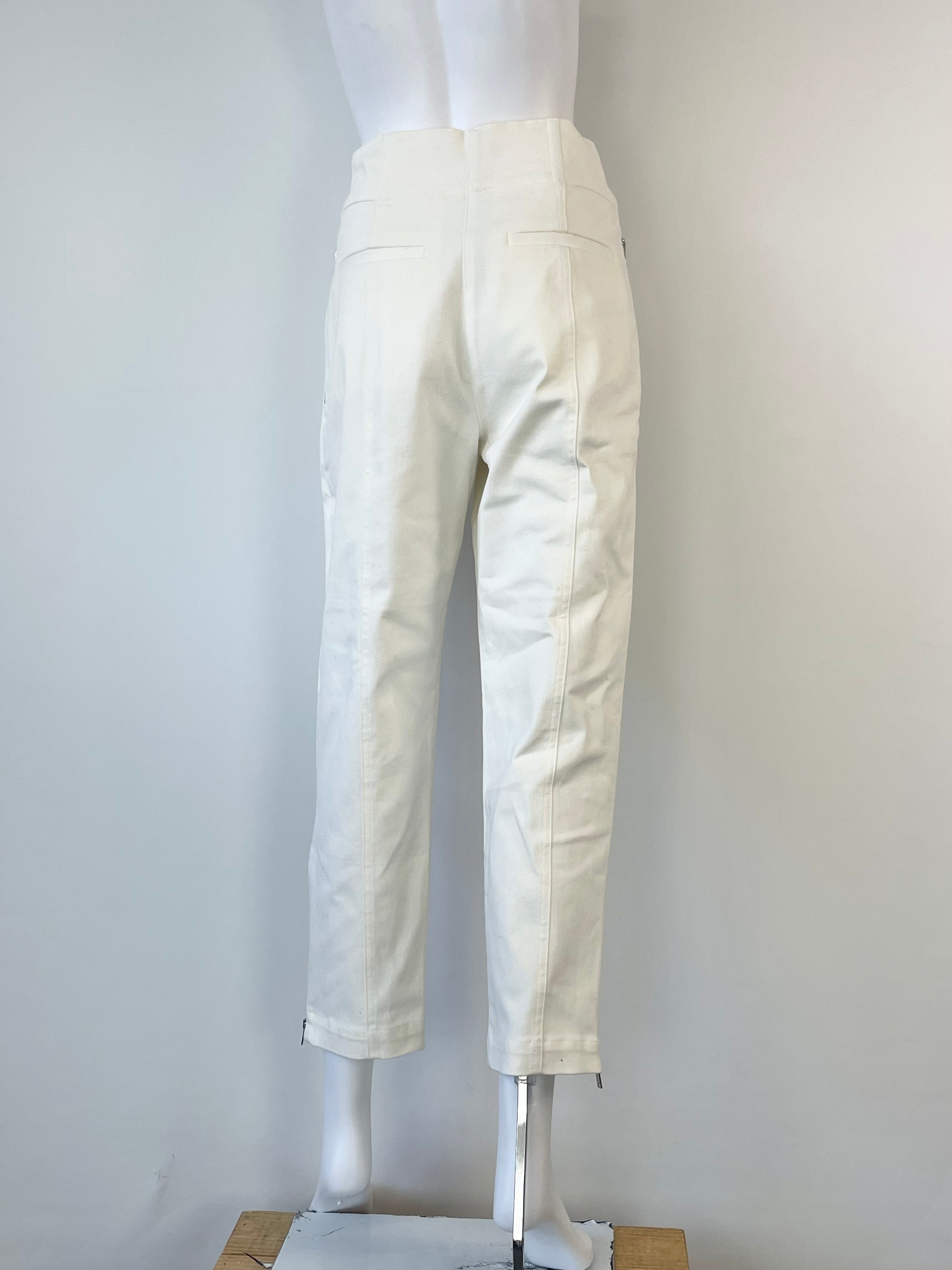 Reiss White Denim 'Serina' High-Waisted Cropped Jeans - AU6/8