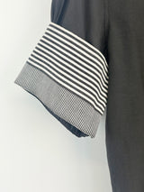 Acne Black Silk-Blend 'Line Ribbon' Short Sleeve Shirt - AU8/10