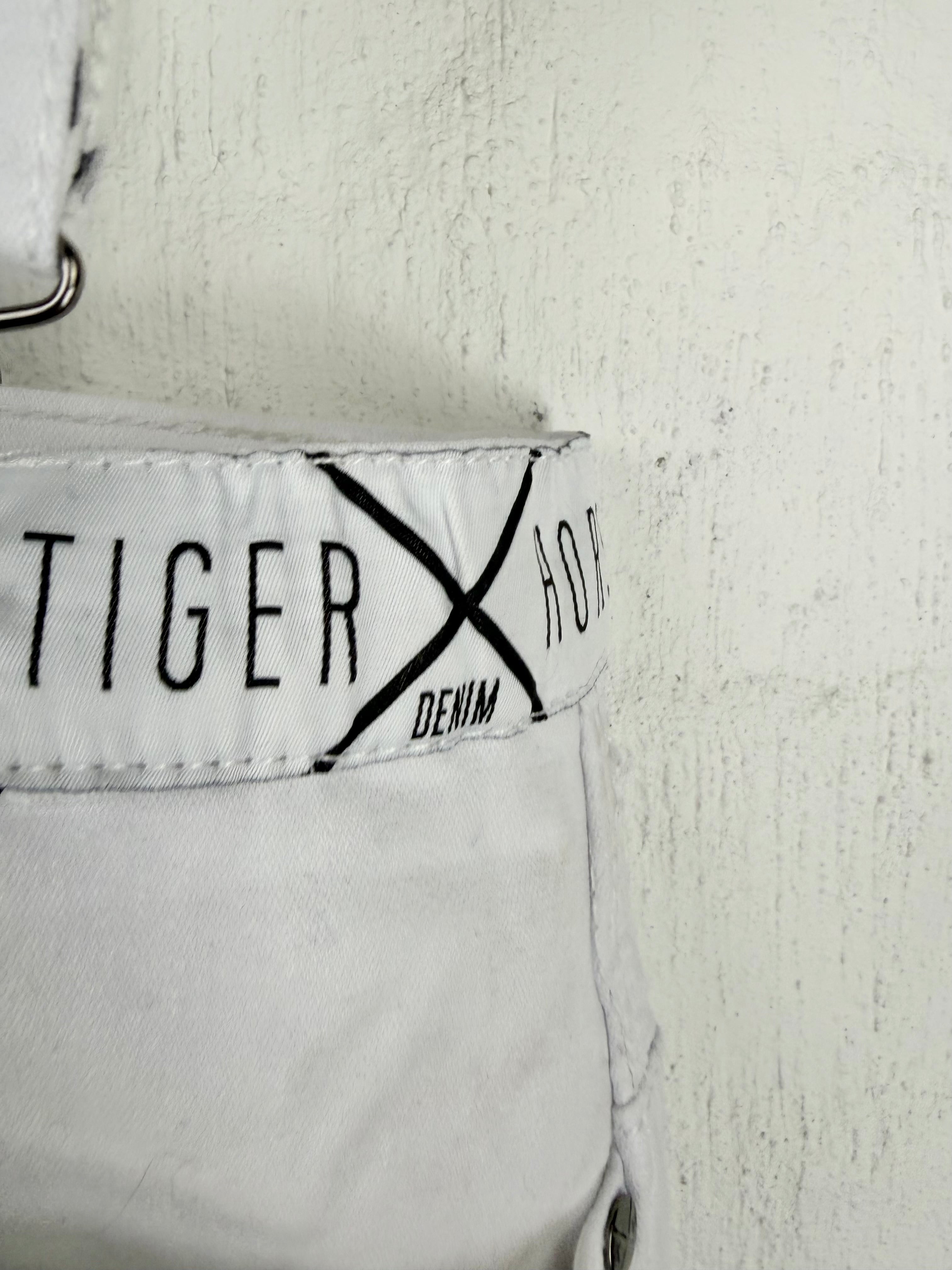 Tiger Horse White Denim Torn Suspender Jeans NWT - 28