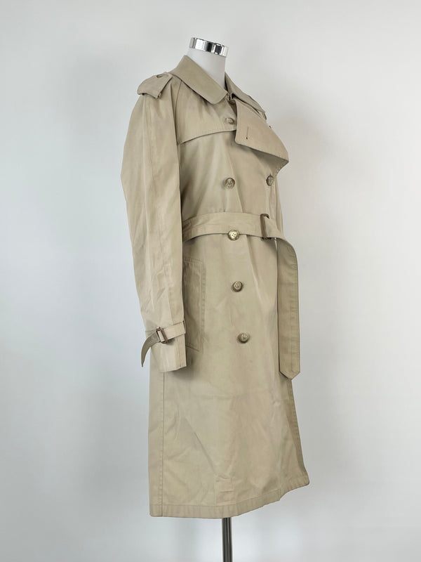 Vintage Christian Dior Gleneagles Wool-Lined Beige Trench Coat - 38R