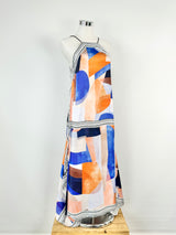 Acler Orange & Blue Abstract Pattern Halter Neck Maxi Dress - AU6