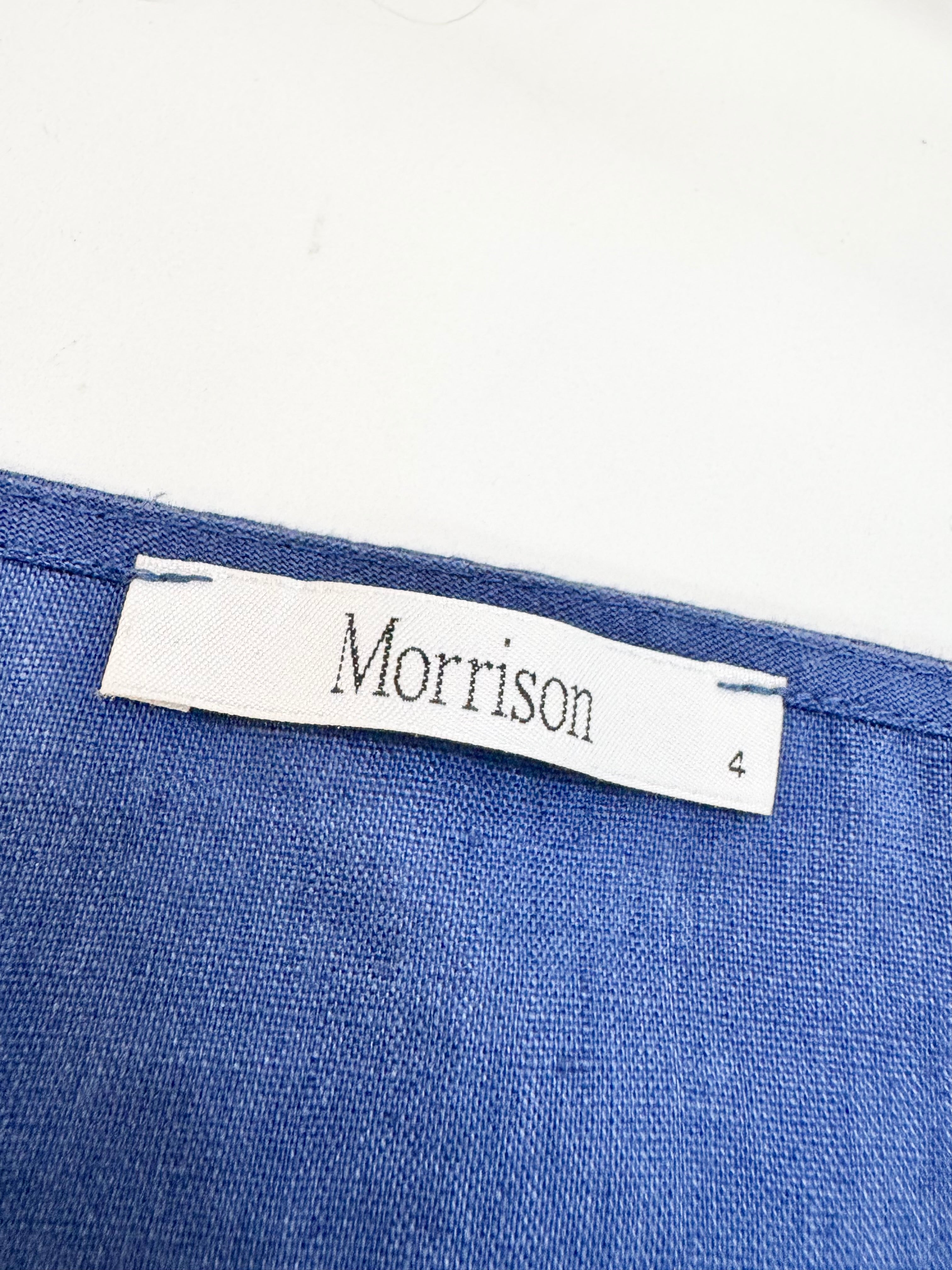 Morrison Denim Blue Linen Apron Dress - AU14/16