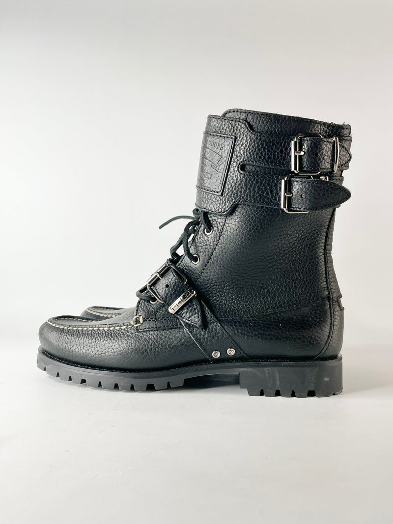 Polo Ralph Lauren Black Leather 'Brockton' Boots - 9.5D