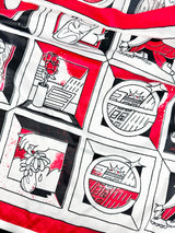 Red, Black & White Silk Panel Square Scarf