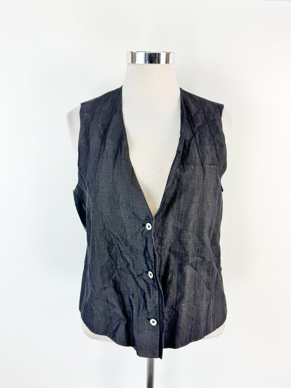 Pal Zileri Black Silk Blend Waistcoat - M