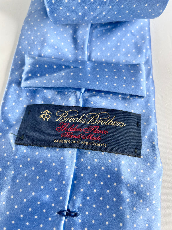 Brooks Brothers Blue Dotted Satin Silk Tie