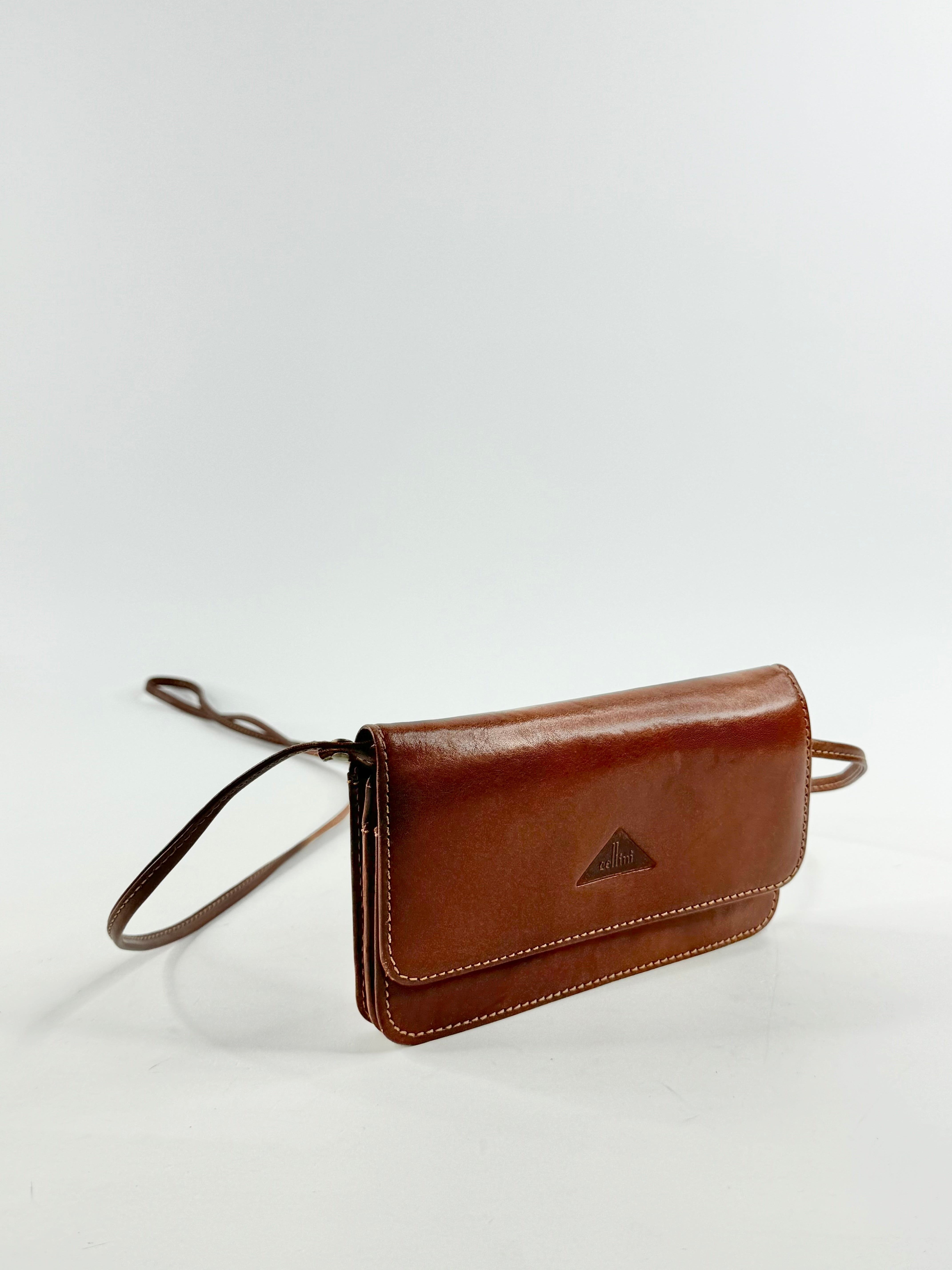 Cellini Deep Tan Mini Cross Body Bag