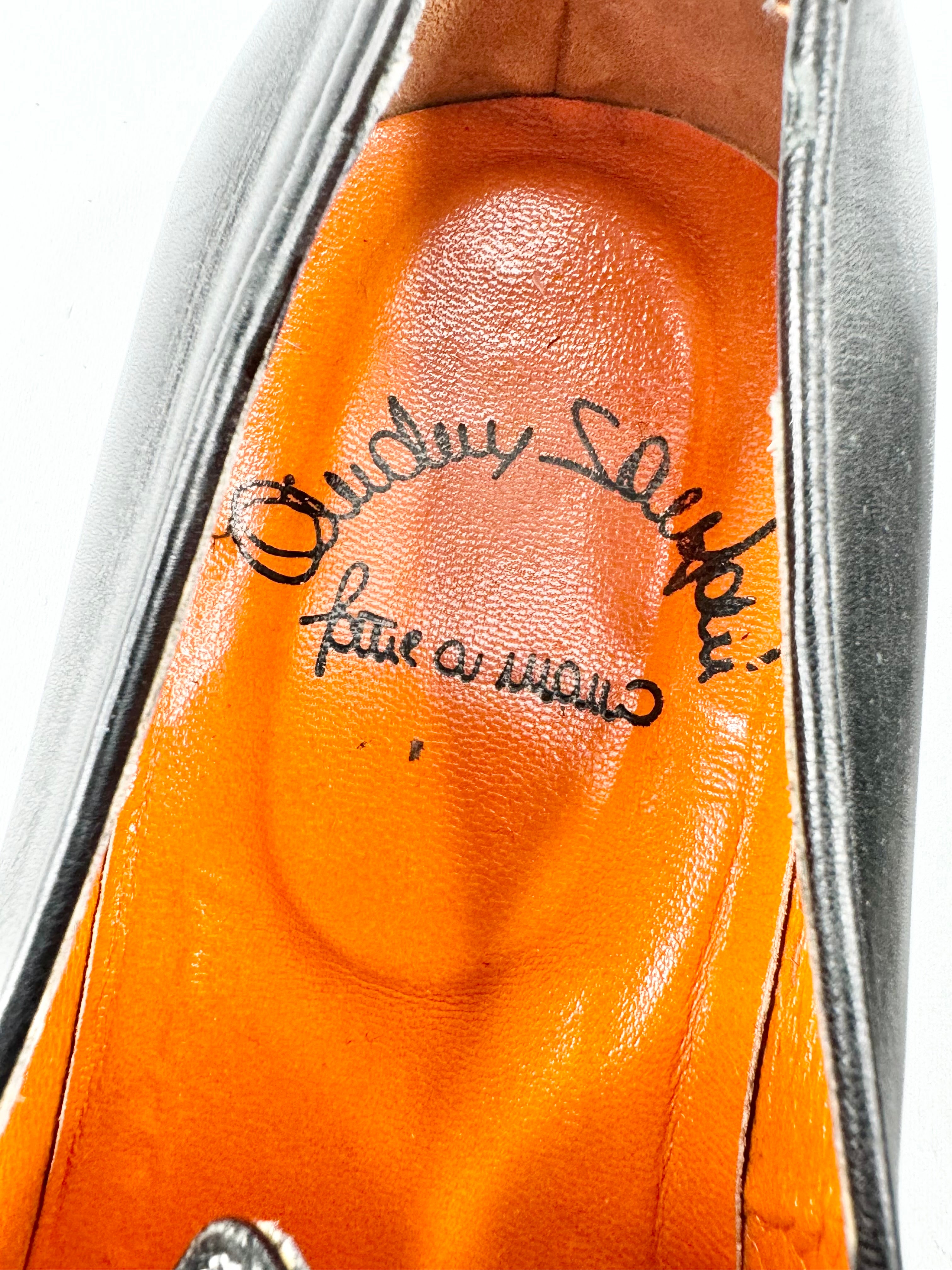 Black Elongated Grey Stitch Loafers - EU41