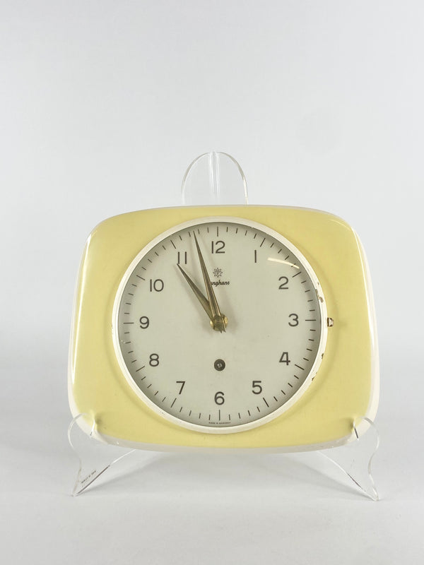 Vintage Junghans Butter Yellow Ceramic German Clock