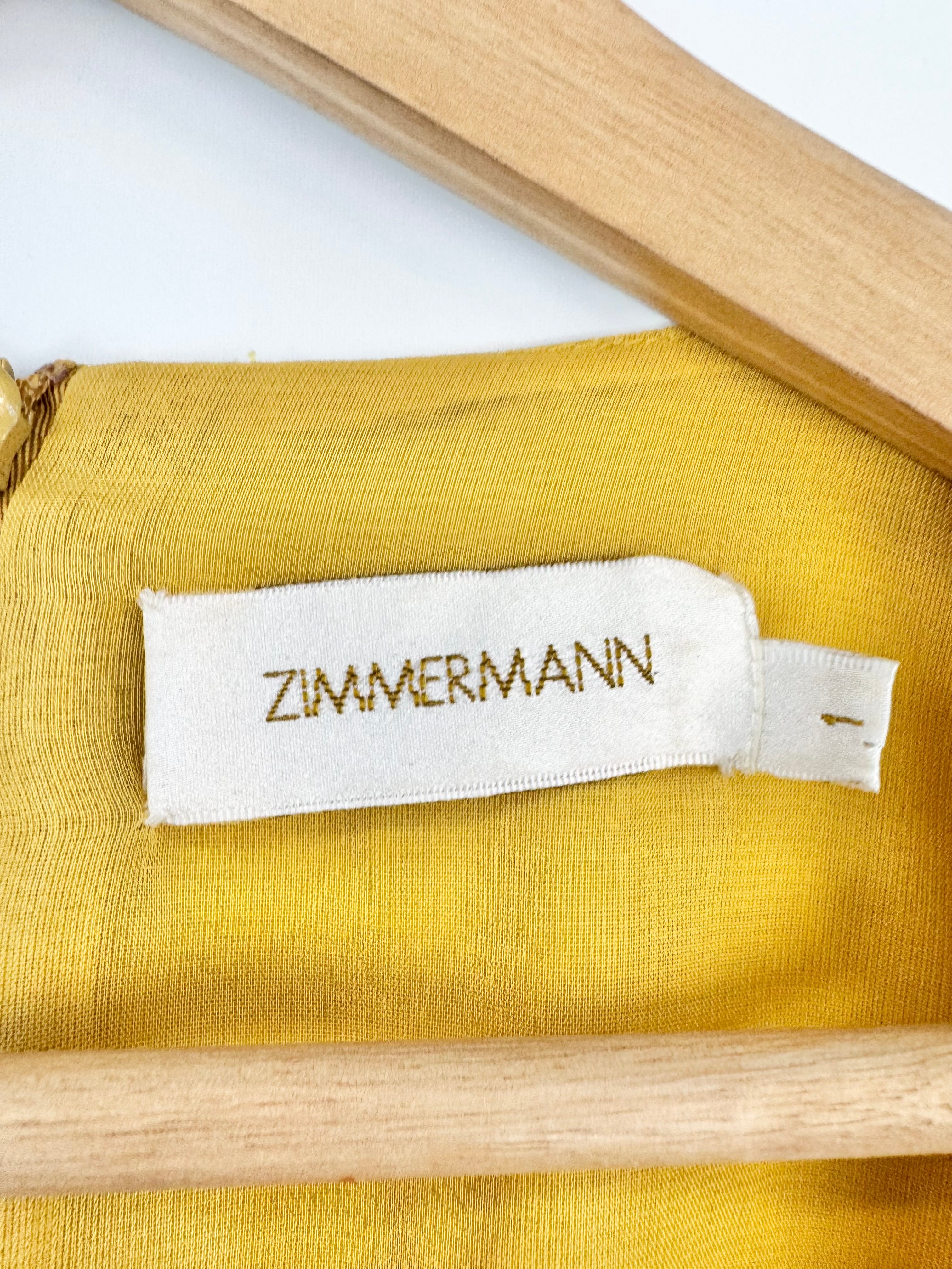 Zimmermann Mustard Yellow Long Sleeve Silk Body Con Dress - AU8/10
