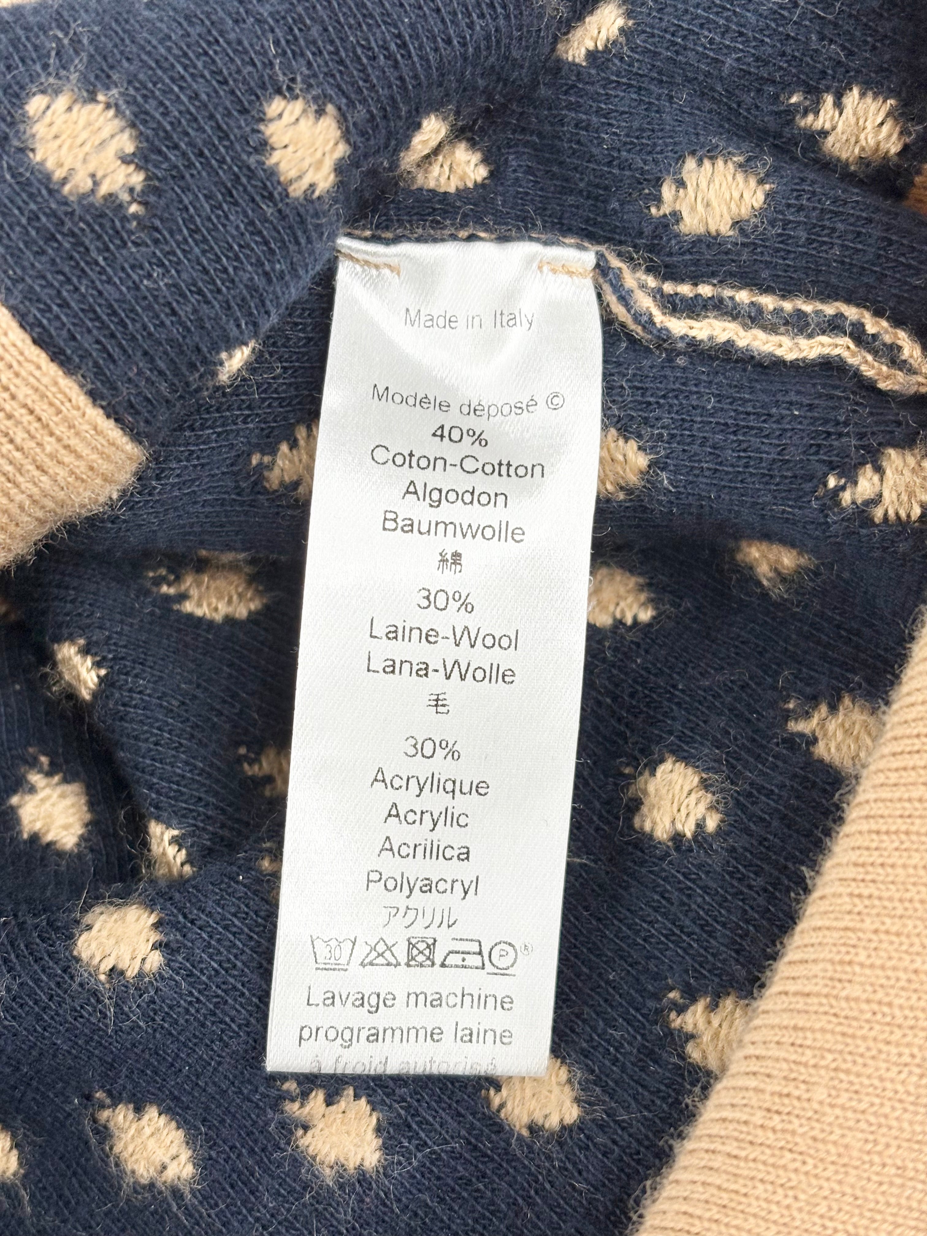 Kenzo Taupe & Black Teardrop Patterned Wool-Blend Cardigan - AU8