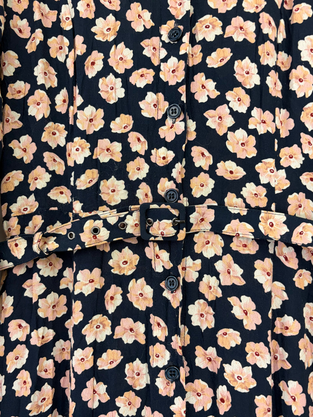 Ganni Montrose Crepe Navy Blue Floral Long Sleeve Maxi Dress - AU10/12