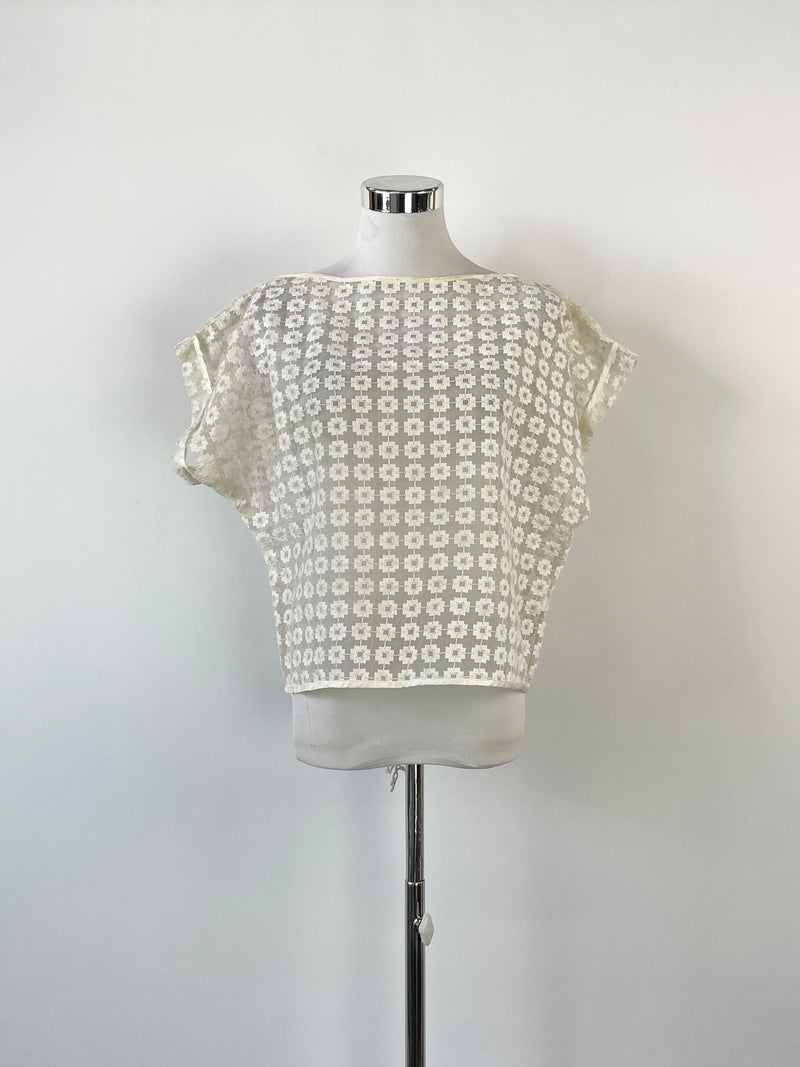 Maticevski White Sheer Embroidered 'Cortes' Box Top - AU8