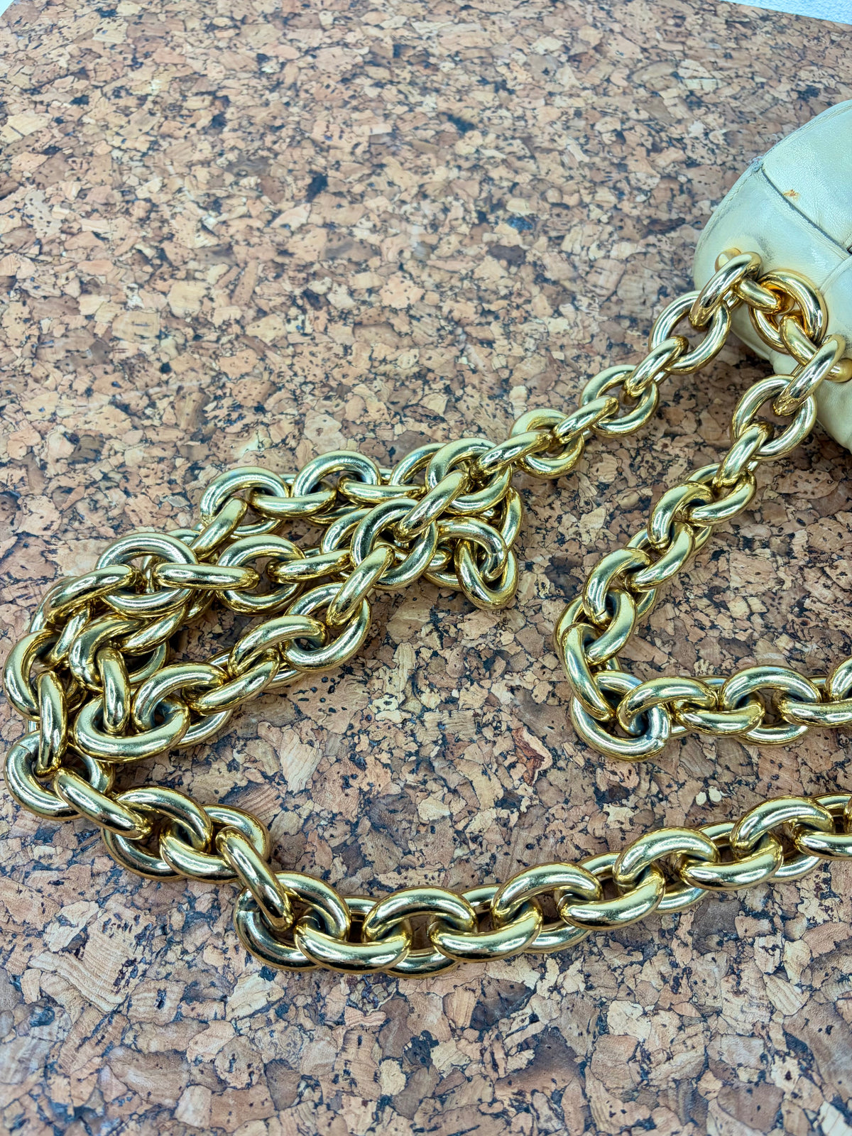 Bottega Veneta Chain Cassette Bag in Porridge & Gold