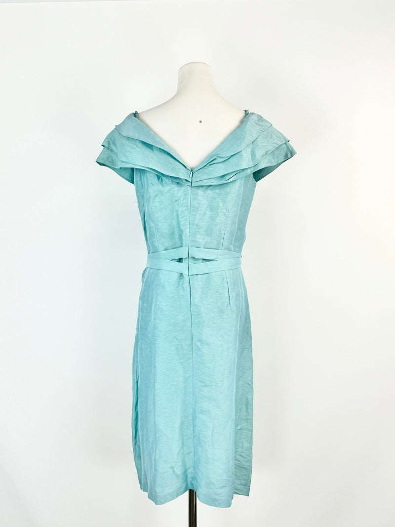 Maticevski Sky Blue Linen & Silk Midi Dress - AU10/AU12