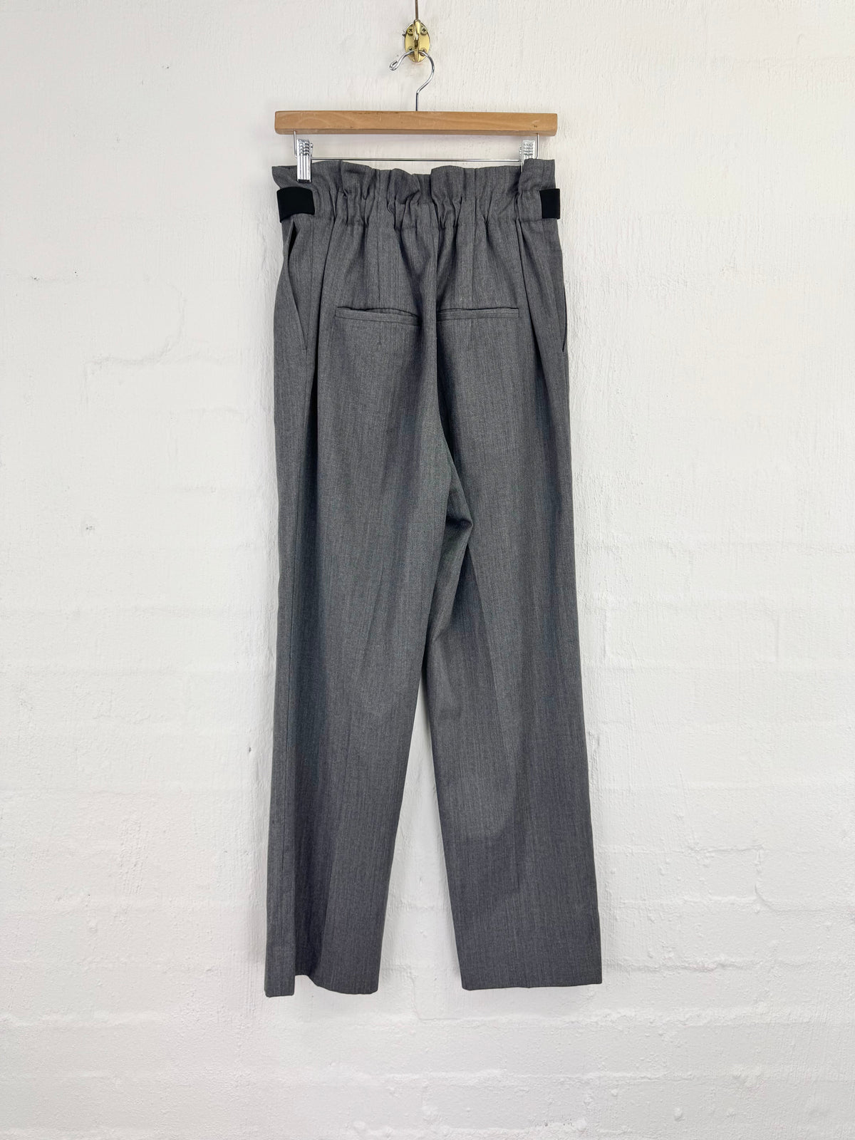 Helmut Lang Ash Grey Ruffled Waist Slacks - AU8