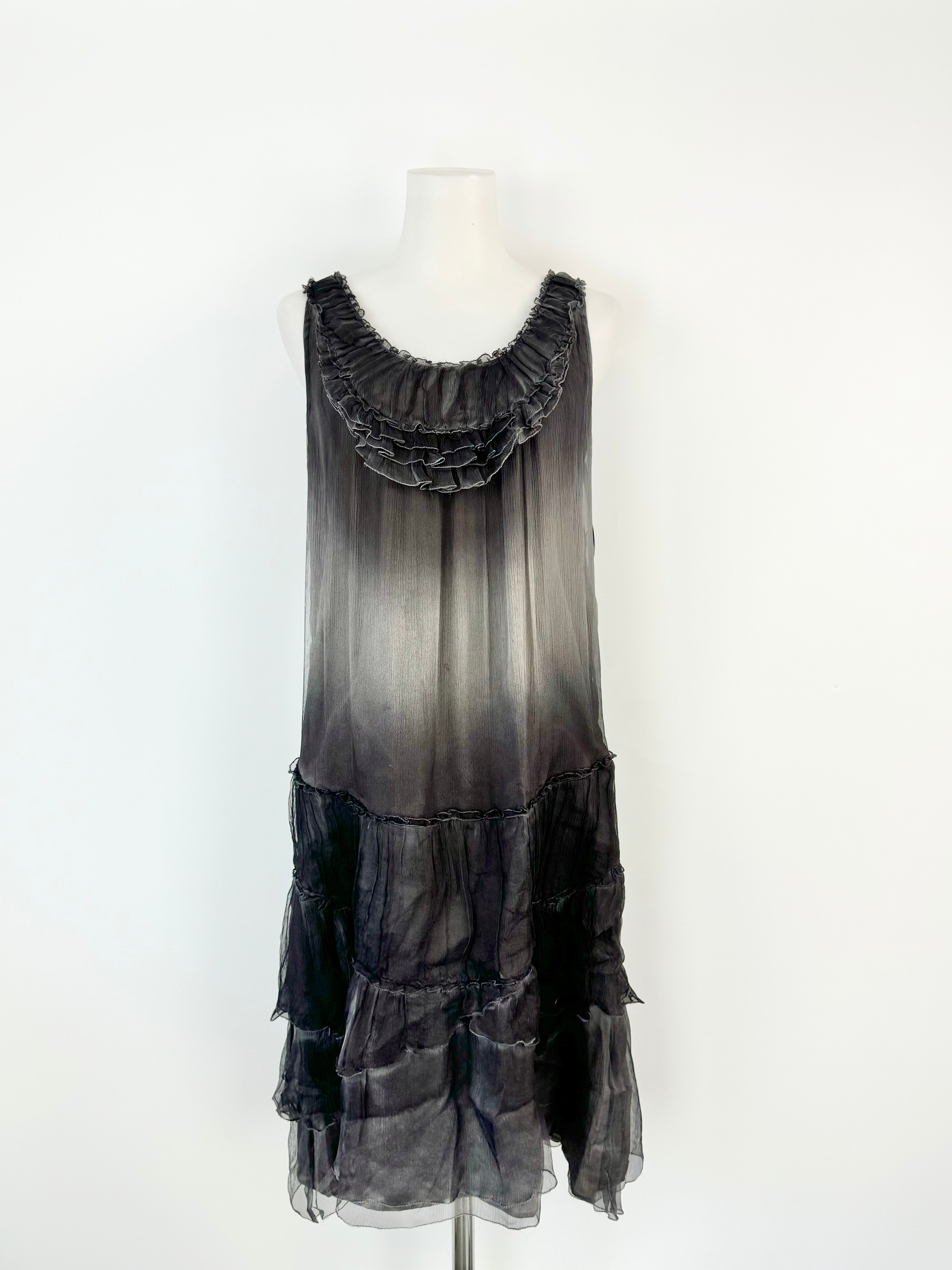 Vintage Burberry Grey Silk BabyDoll Dress - AU10