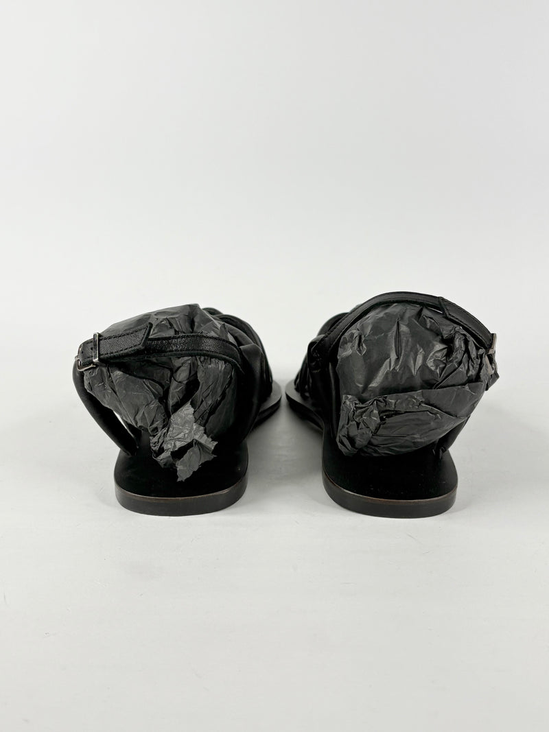 Asra Black Leather 'Sunnie' Strappy Sandals - EU40