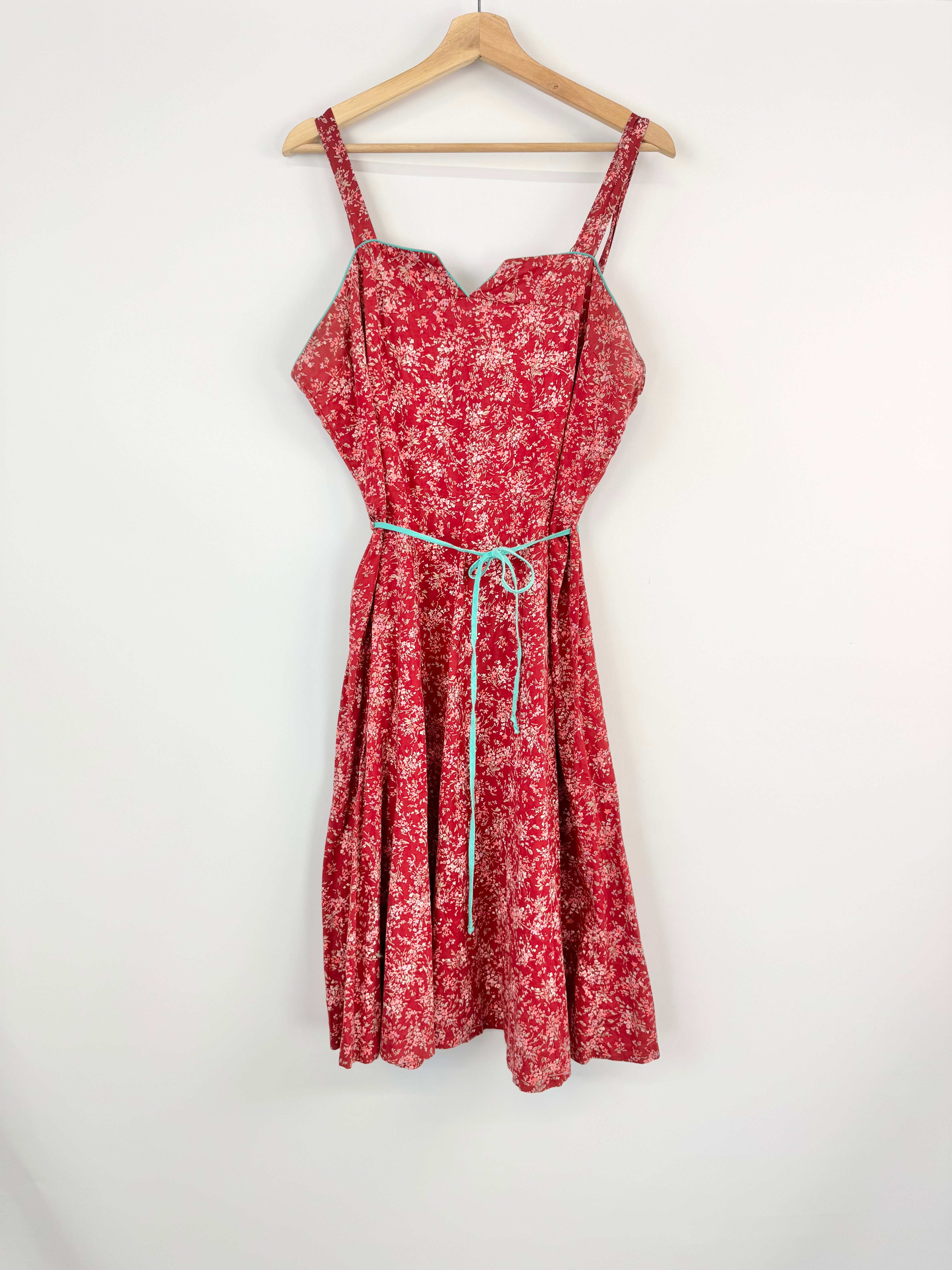Red Floral Strappy Dress - AU10