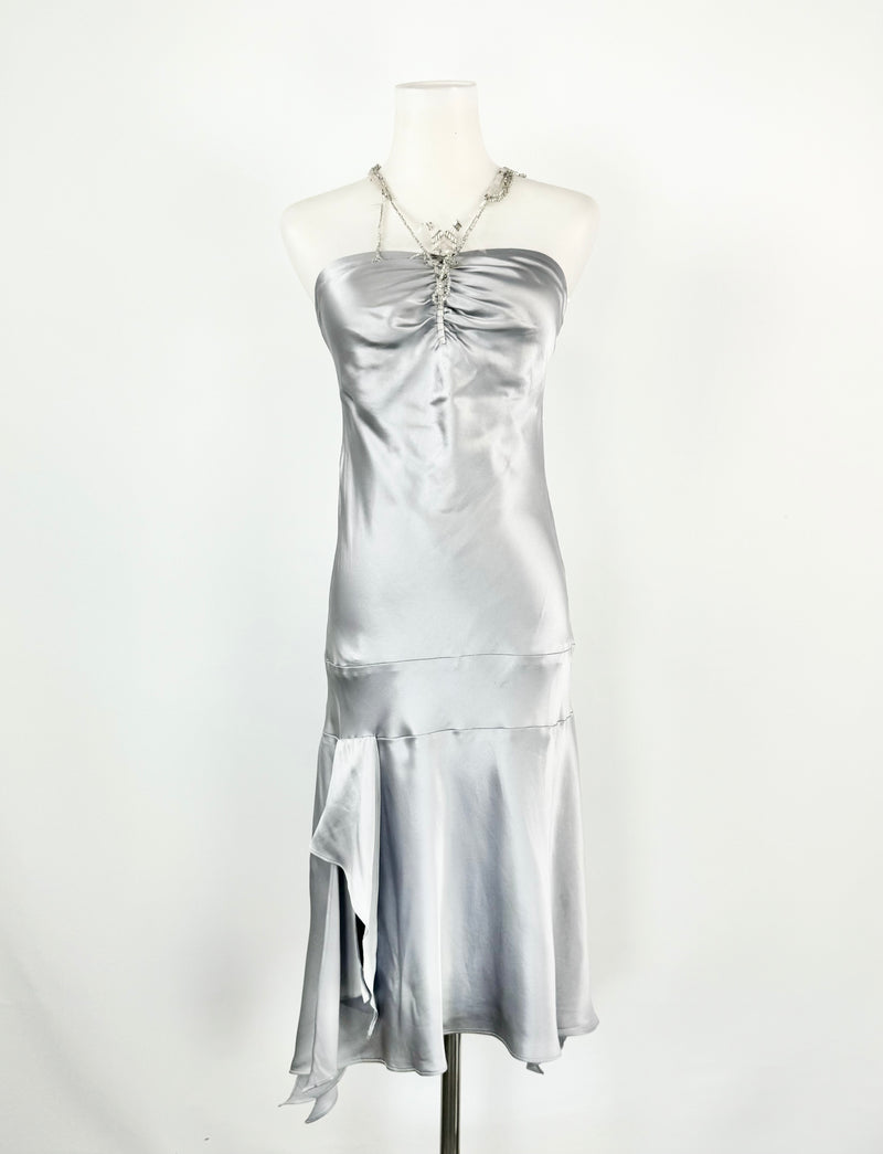 Eileen Kirby Grey Silk Cocktail Dress - AU10