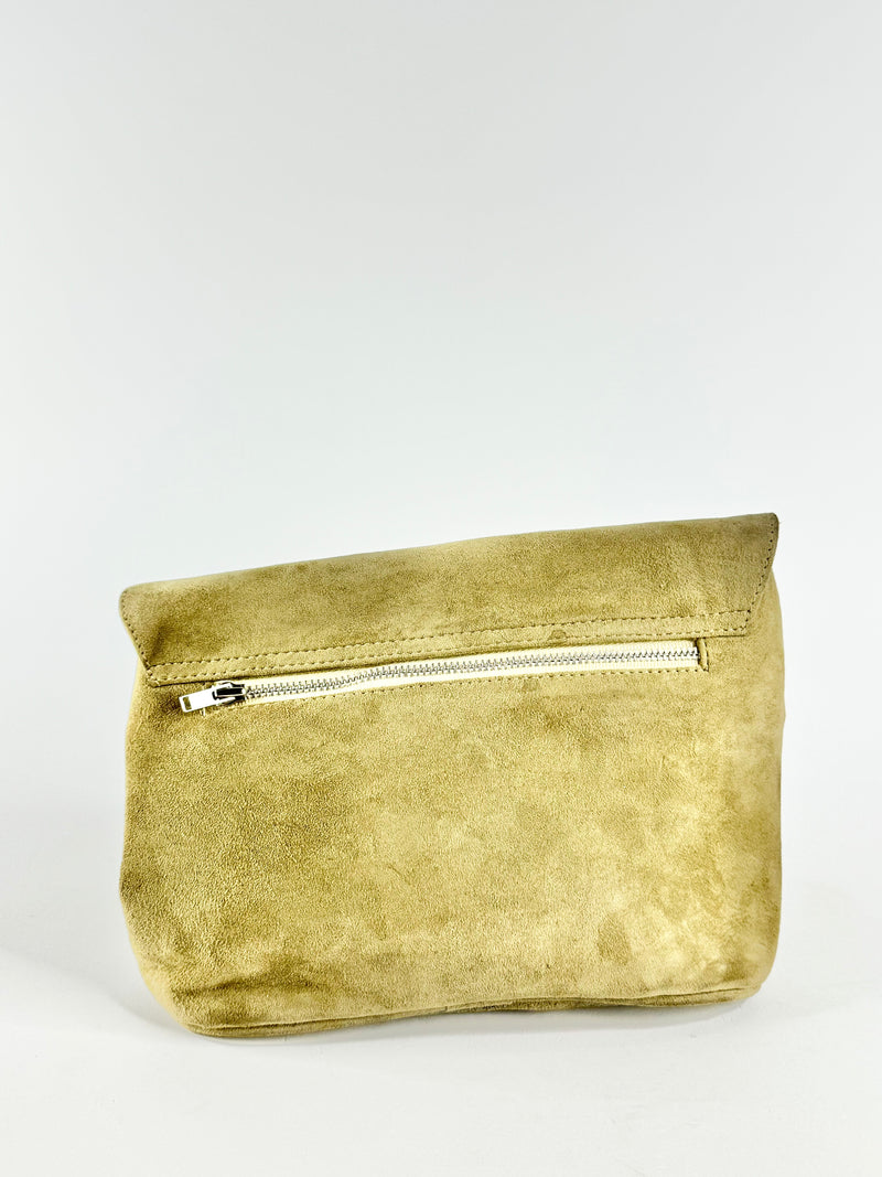 Lichen Green Suede Cross Body Bag