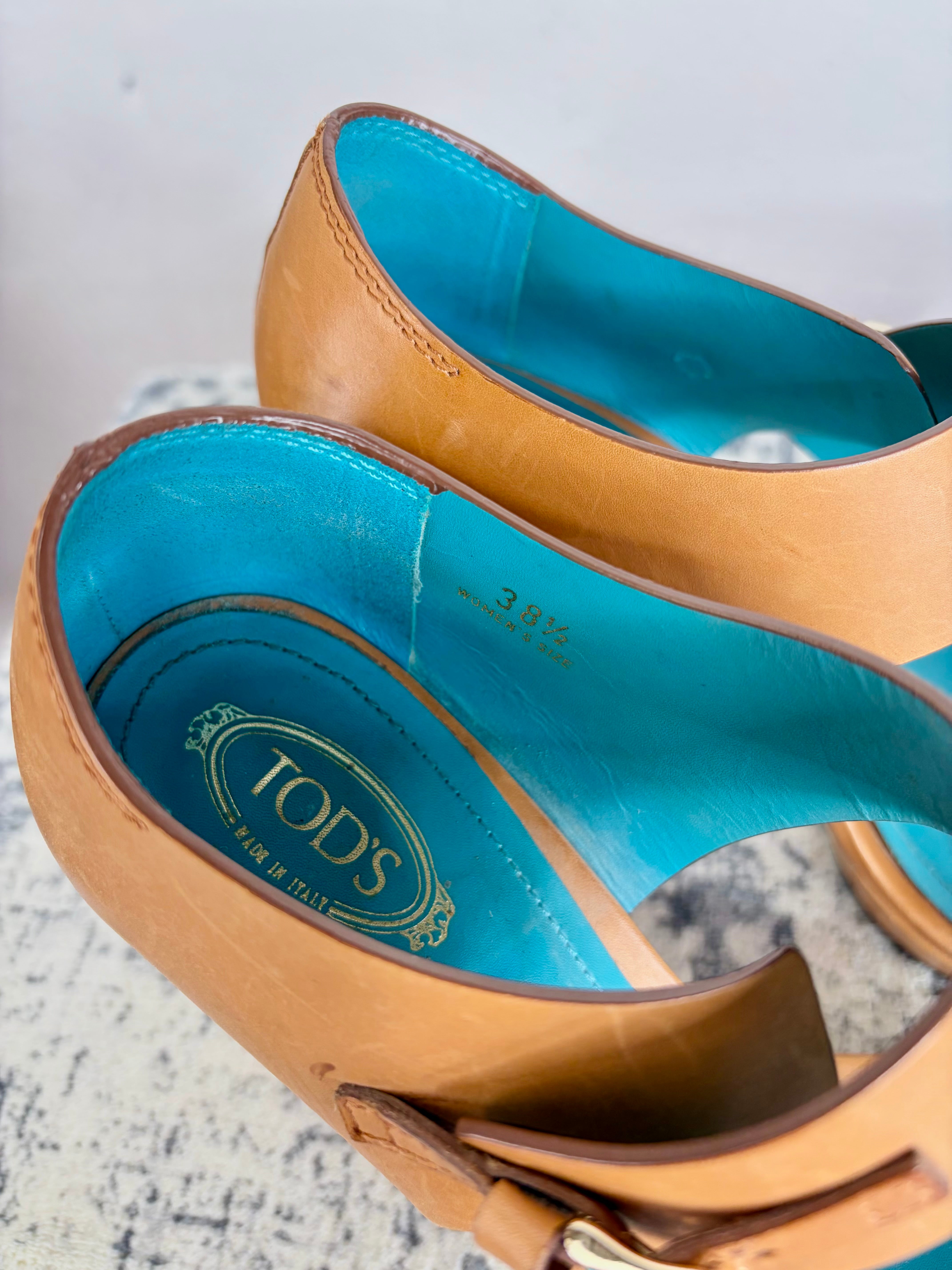 Tod's Brandy Leather Platform Heels - EU38.5